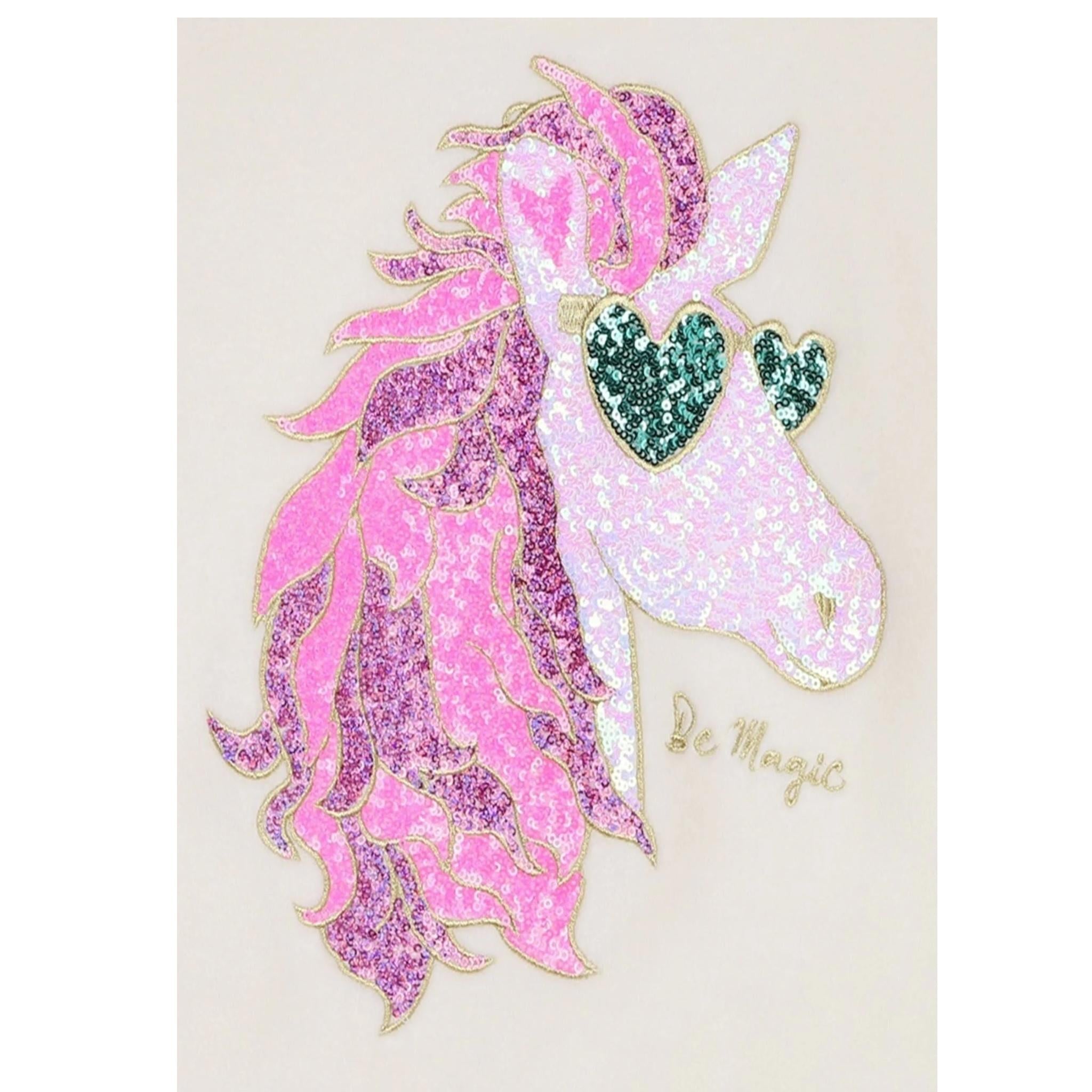 BillIEBLUSH maglia girocollo tinta unita con stampa glitterata Panna per Bambina U20471JX PANNA BillIEBLUSH