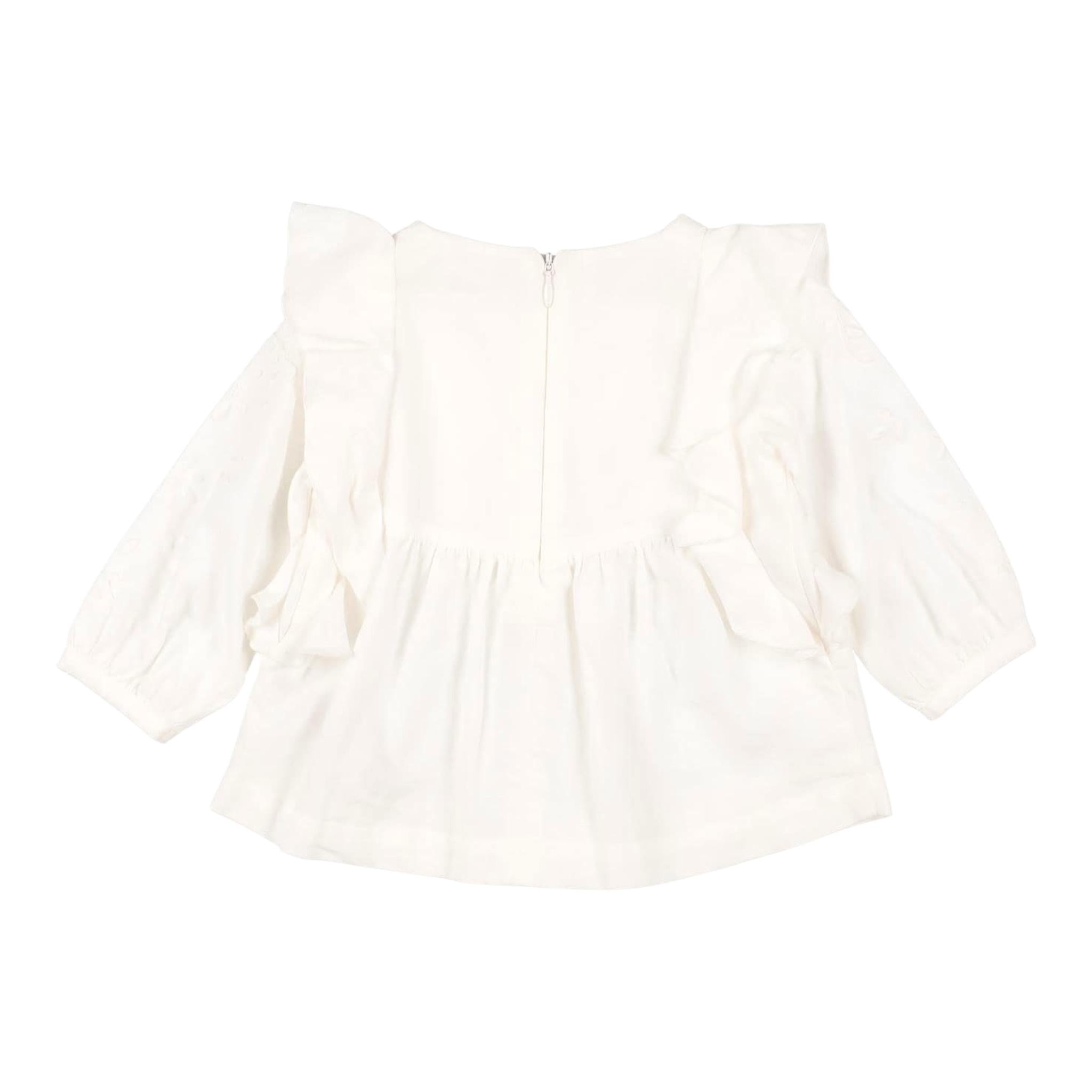 CHLOE' camicia manica lunga tinta unita con ricami Bianco per Neonata C05446 BIANCO CHLOE'