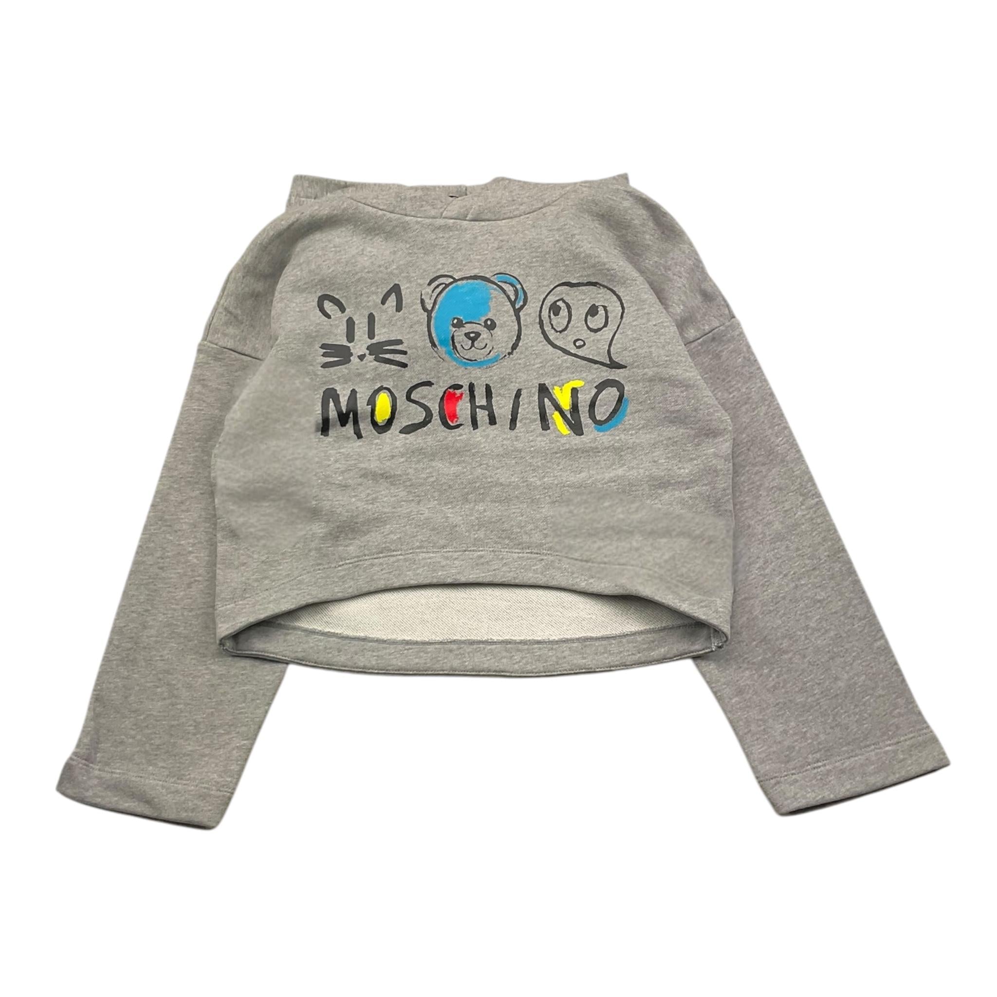 MOSCHINO felpa tinta unita con cappuccio e stampa Grigio per Bambina HDF06I GRIGIO MOSCHINO