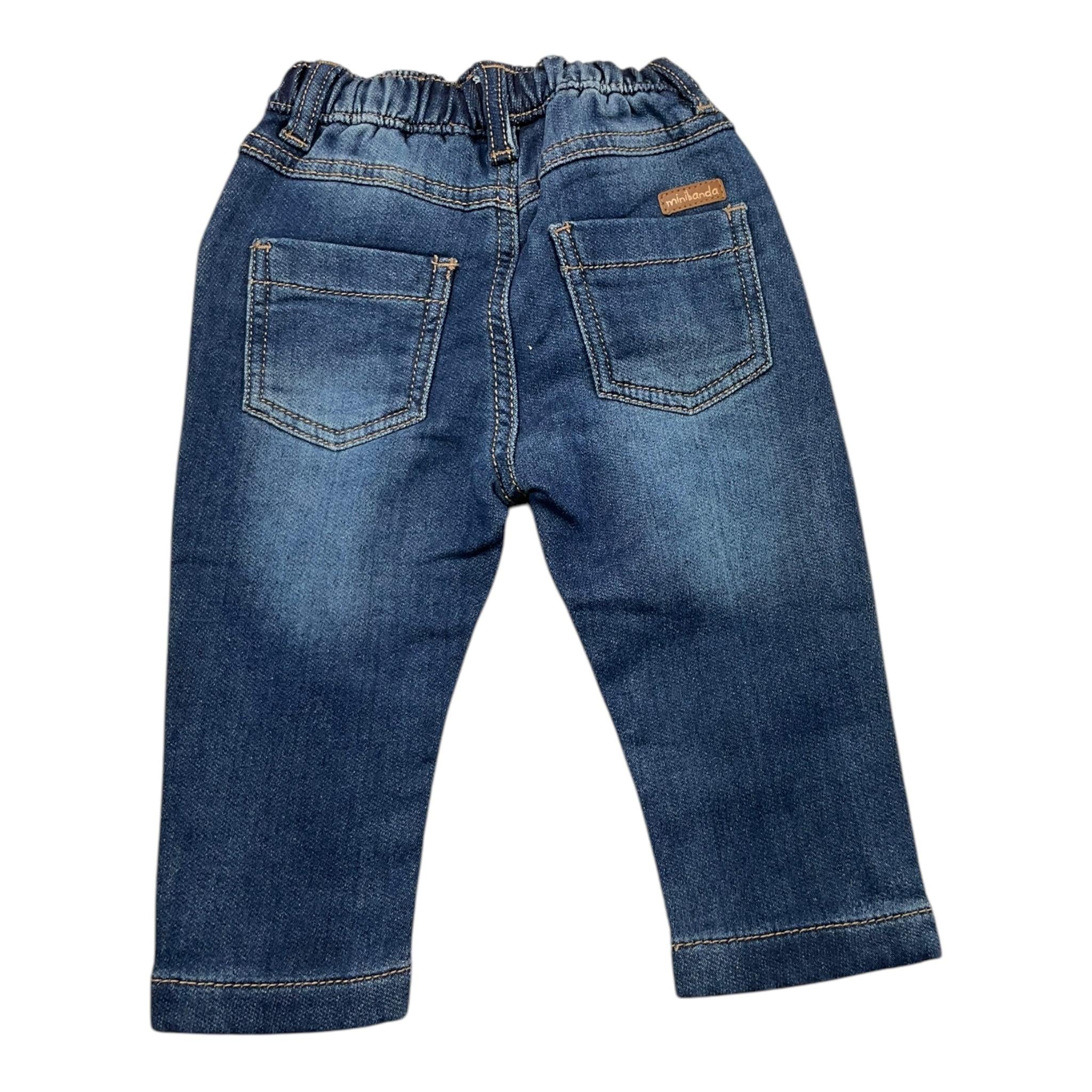 MINI BANDA jeans elasticizzato tinta unita con elastico in vita Blu per Neonato A624 BLU MINI BANDA