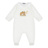 MOSCHINO tutina tinta unita con stampa orso Bianco per Neonata MDT018LCA BIANCO MOSCHINO