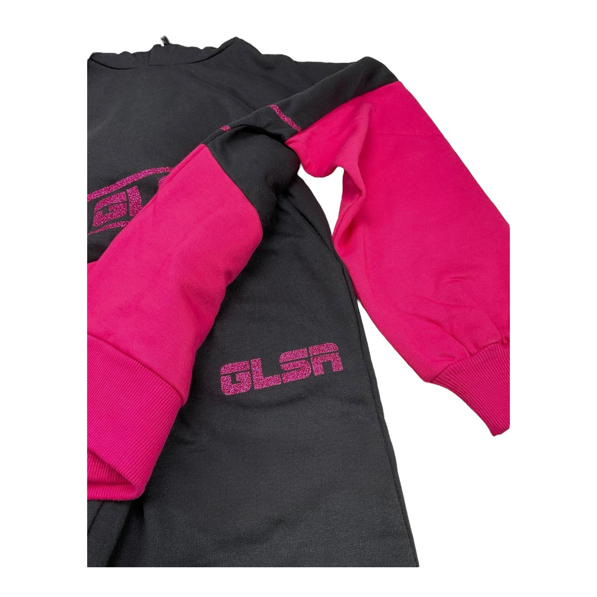 GLSR completo 2 pezzi felpa-pantalone bicolore Nero/fuxia per Bambina FLJCM15975 NERO/FUXIA GLSR