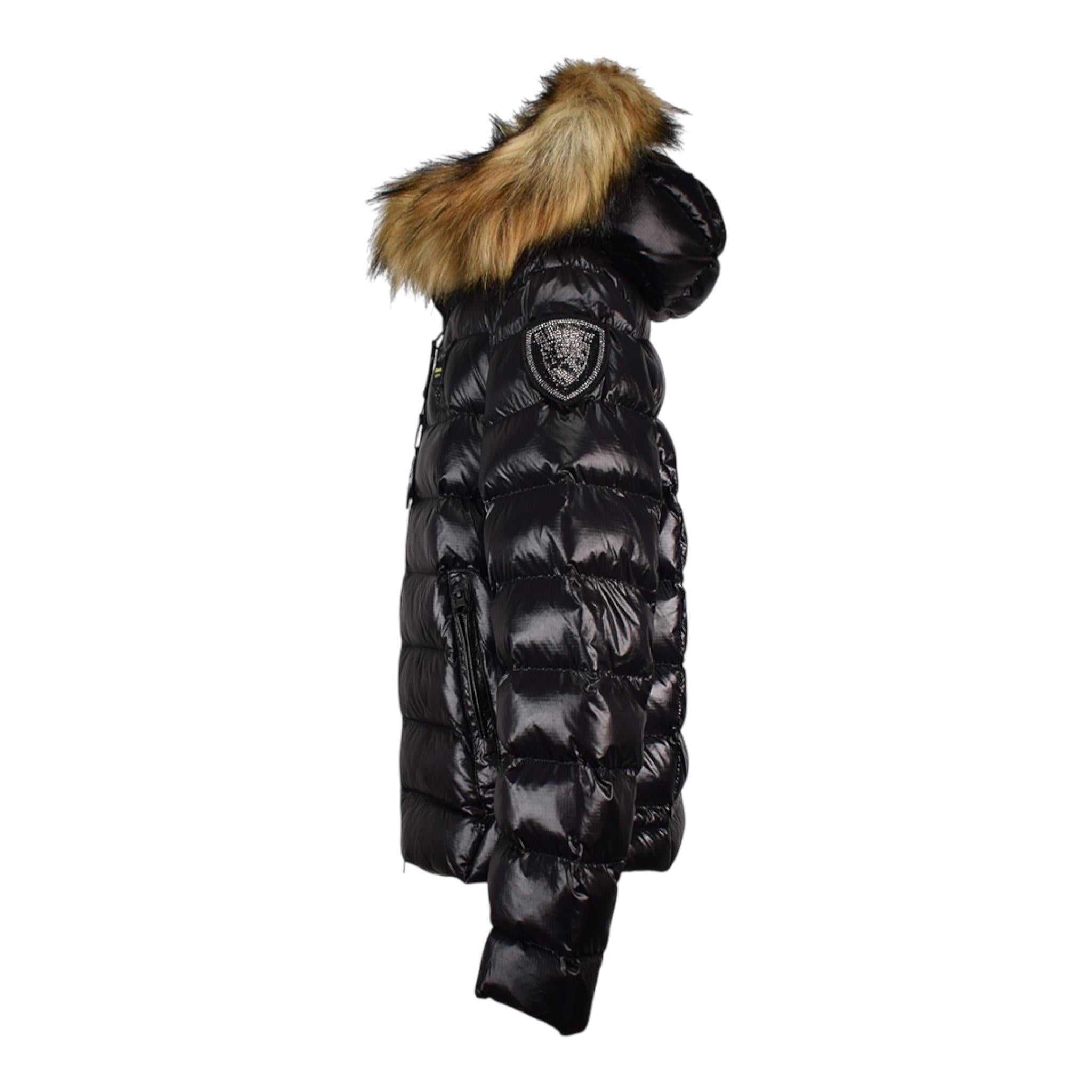 BLAUER giubbino tinta unita con cappuccio e logo brillantinato e interno beige Nero per Bambina 24WBLG03075 NERO BLAUER