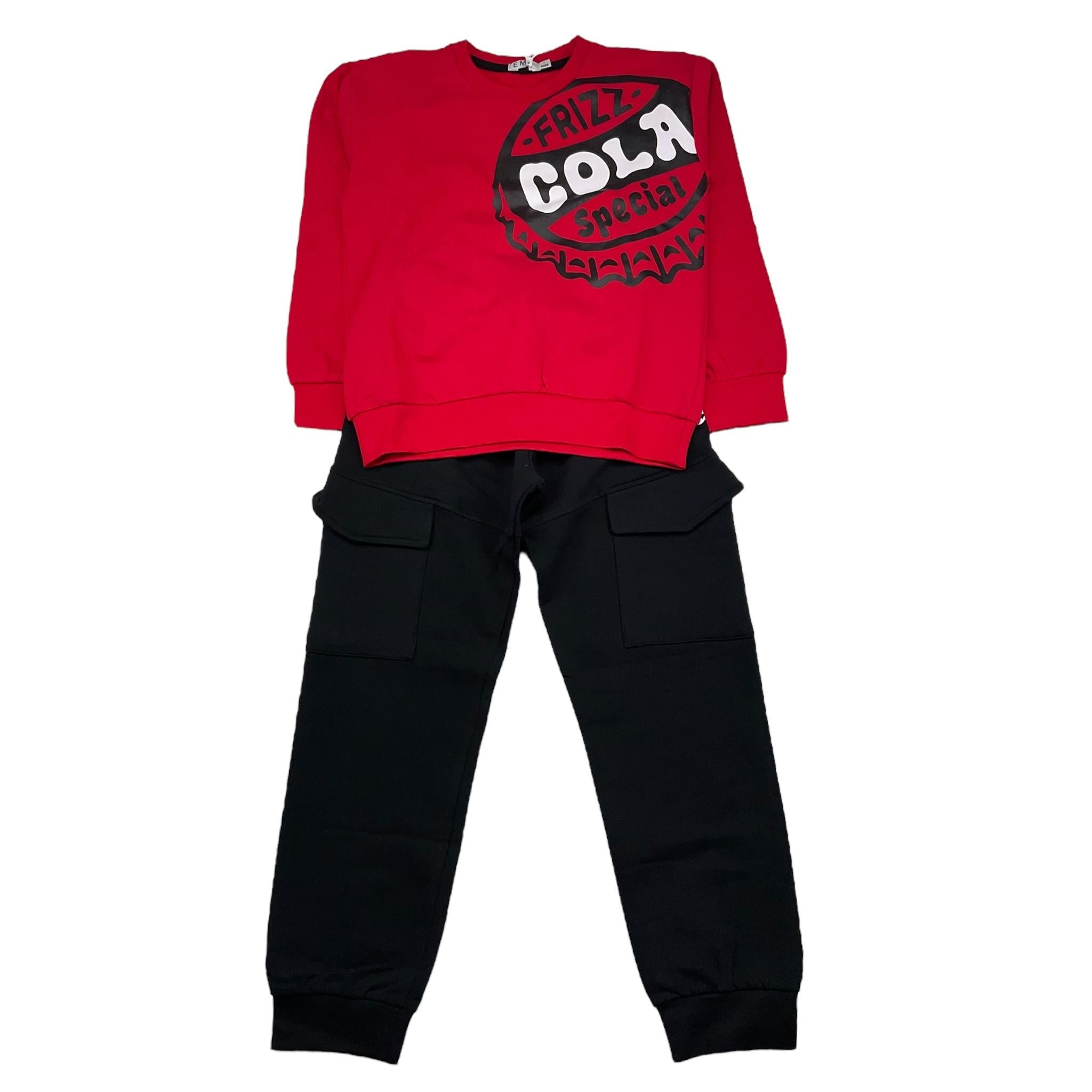EMC completo 2 pezzi felpa-pantalone bicolore Nero/rosso per Bambino CO3560 NERO/ROSSO EMC