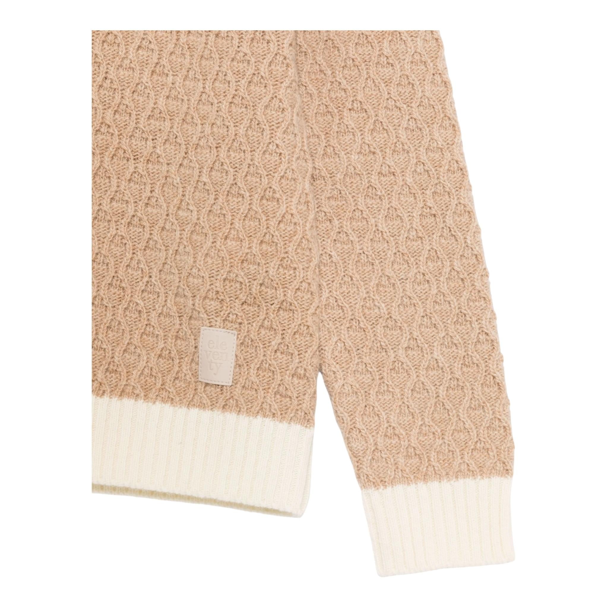 ELEVENTY maglia mezzo collo tinta unita con profili in contrasto Beige per Bambina EV9P10X BEIGE ELEVENTY