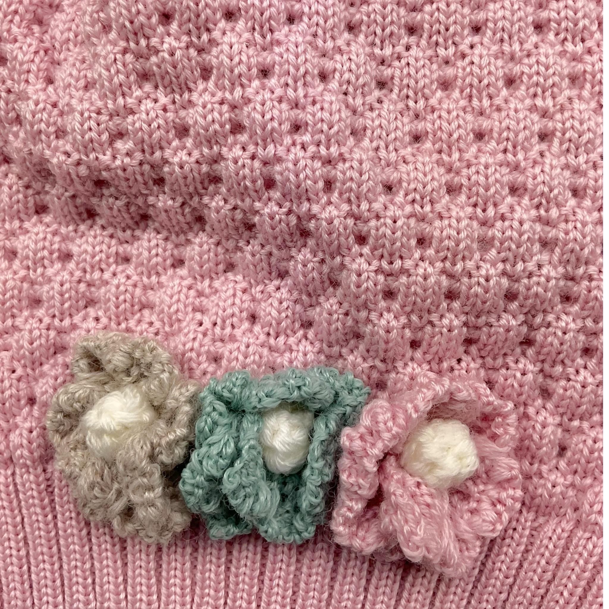 MARLU' cappello tinta unita con fiori Rosa per Neonata IB1371 ROSA MARLU'