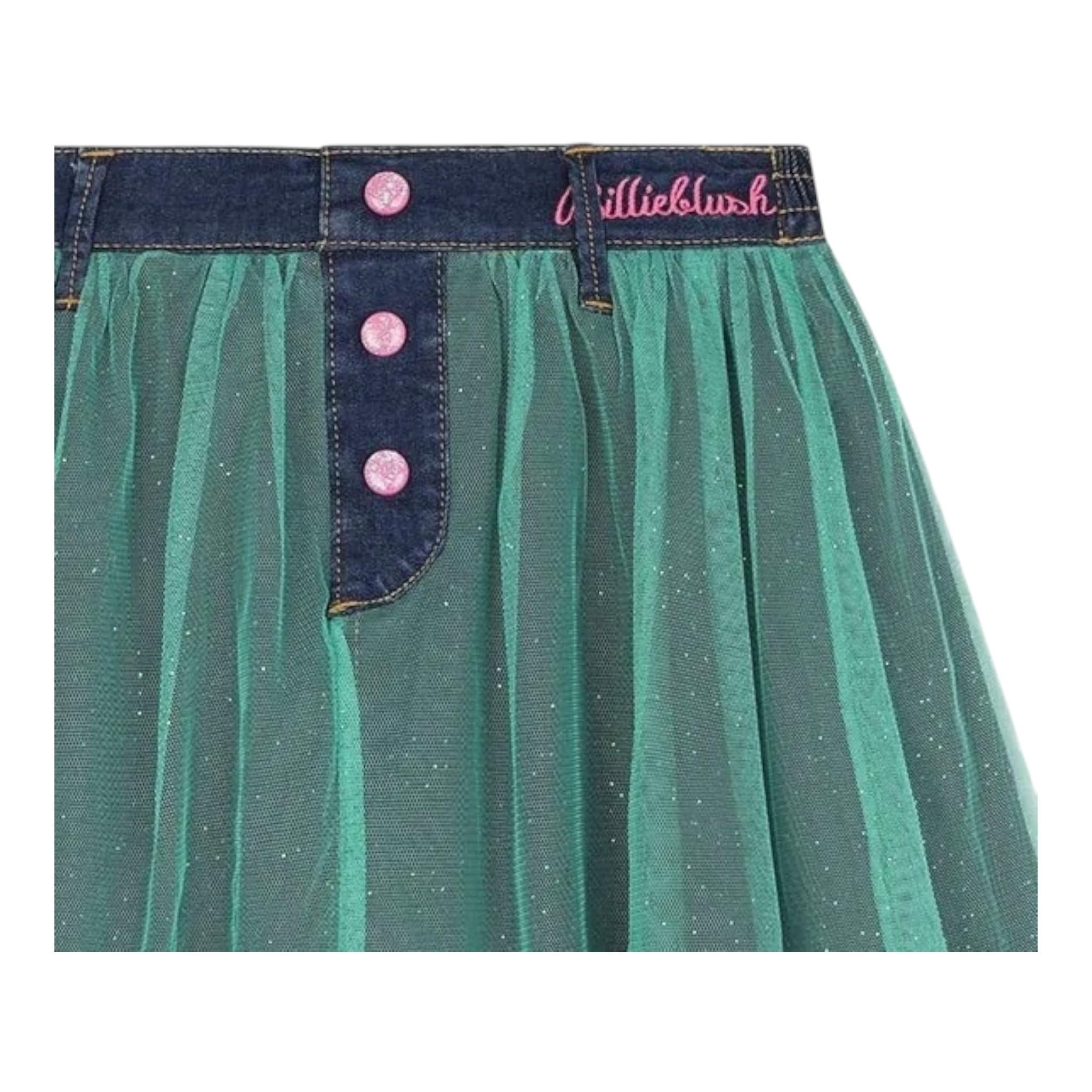 BillIEBLUSH gonna tinta unita con tulle Verde per Bambina U20422 VERDE BillIEBLUSH