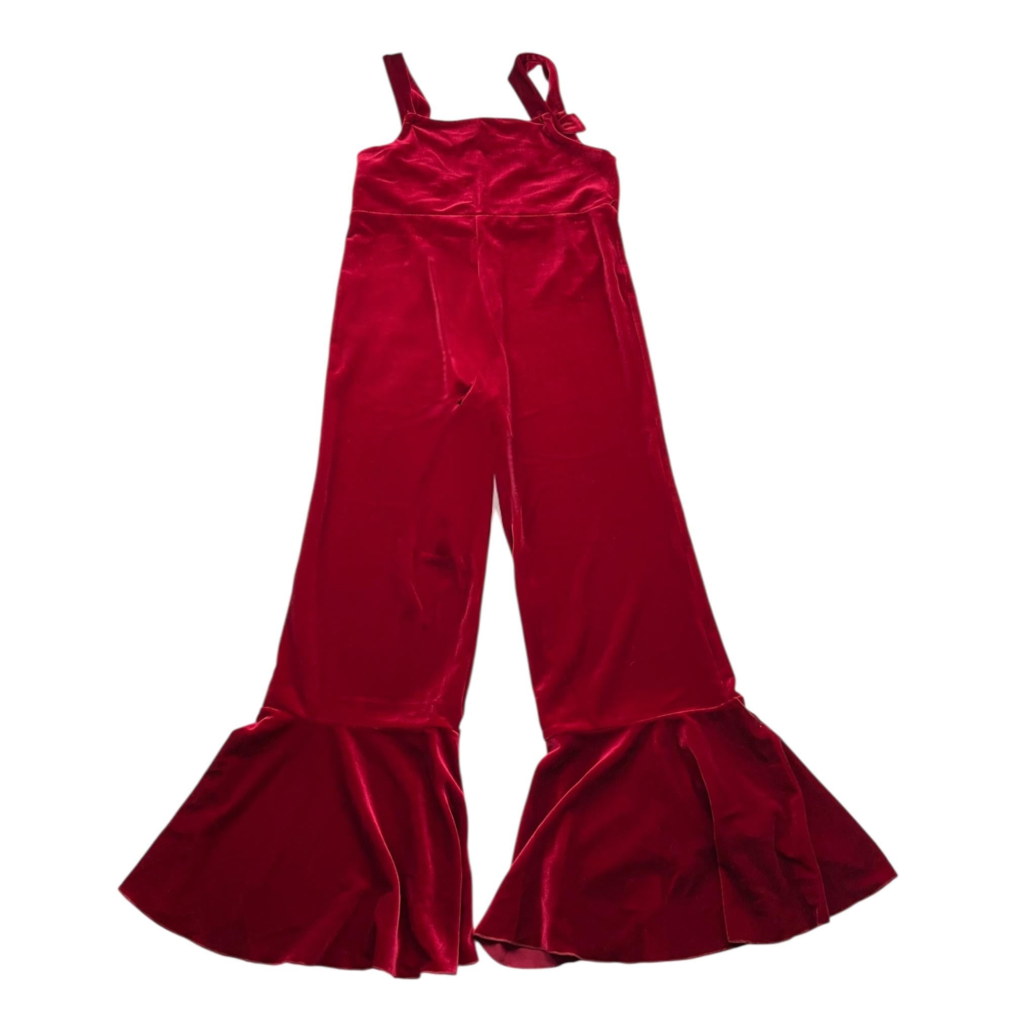 LA STUPENDERIA tuta intera giromanica tinta unita in velluto Rosso per Bambina TJTT72 ROSSO LA STUPENDERIA
