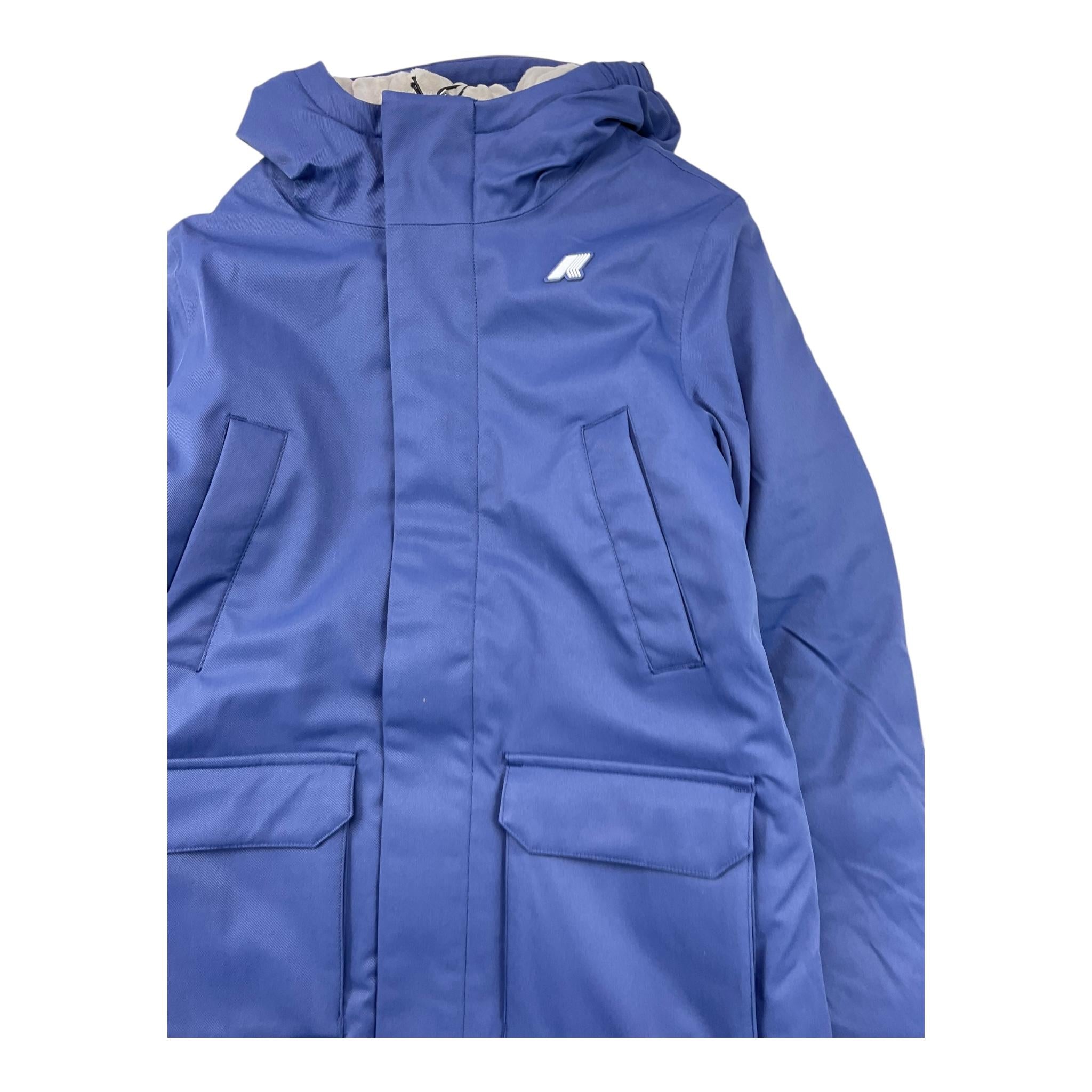 K-WAY giubbino tinta unita modello lungo con cappuccio Blu per Bambino K1128HWX BLU K-WAY