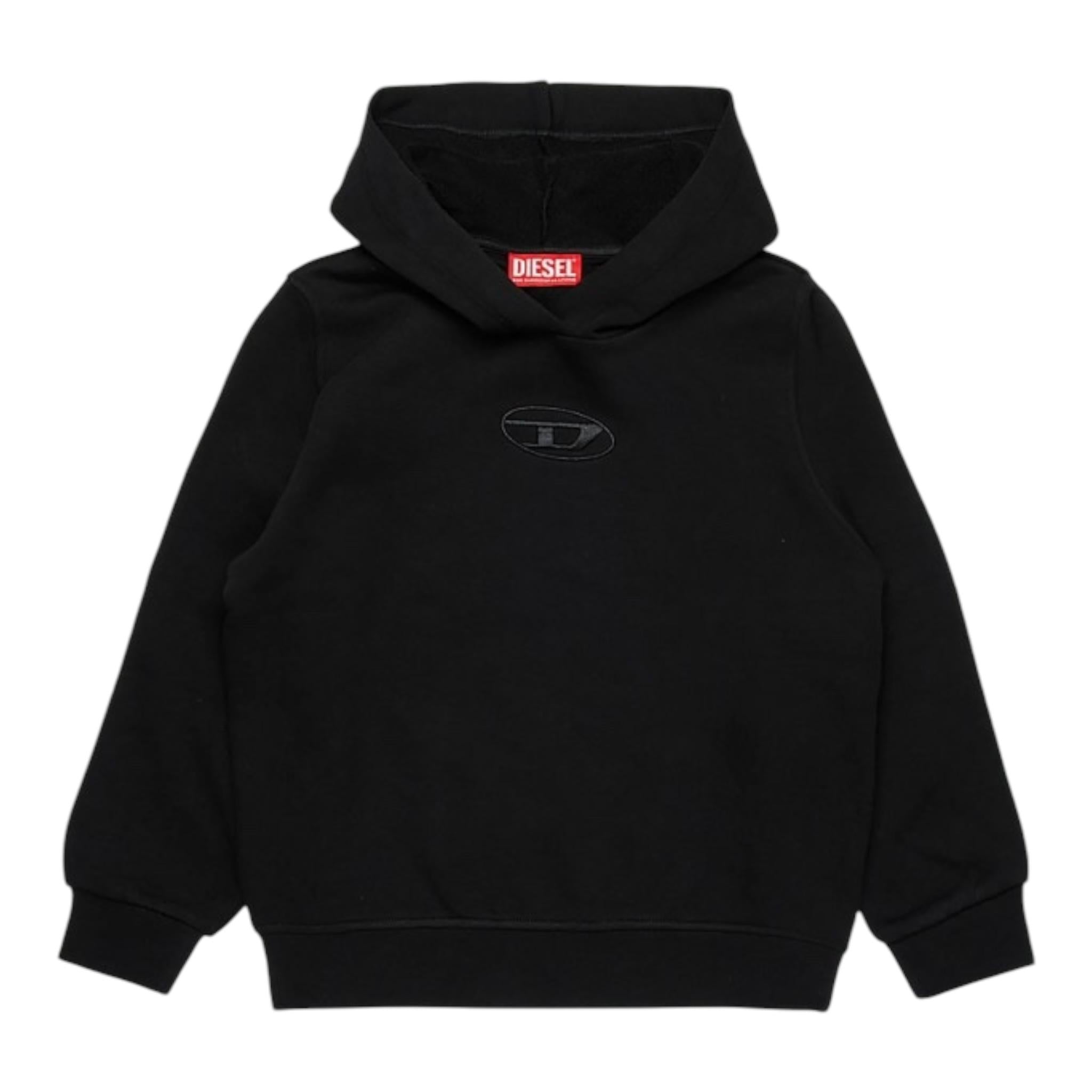 DIESEL felpa tinta unita con cappuccio Nero per Bambino J02014 NERO DIESEL