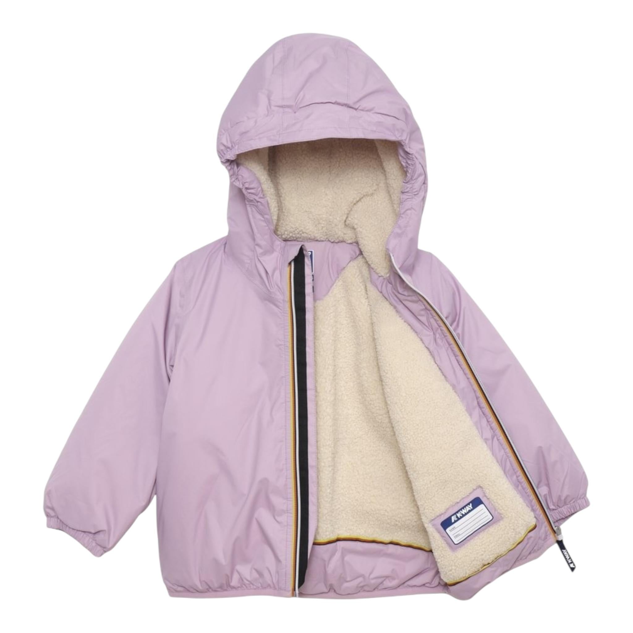 K-WAY giubbino tinta unita con cappuccio in contrasto Lilla per Neonata K61157WAXX LILLA K-WAY