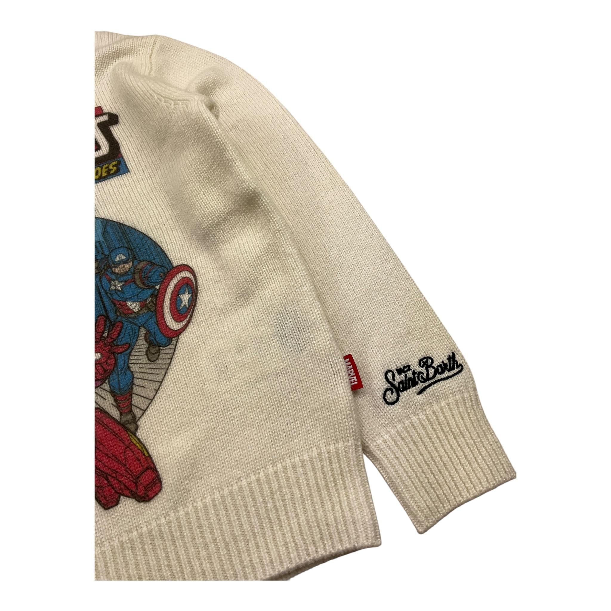 SAINT BARTH maglia tinta unita girocollo con stampa avengers Bianco per Bambino AVENGERS BIANCO SAINT BARTH