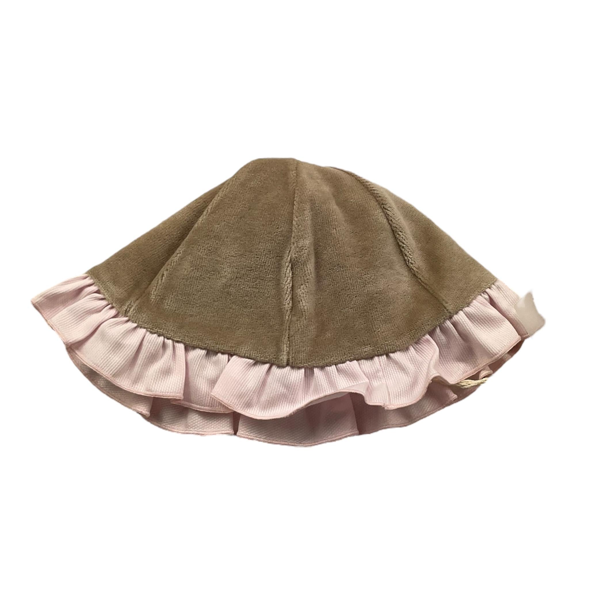 LA STUPENDERIA cappello tinta unita in velluto Beige per Neonata TBCP58X BEIGE LA STUPENDERIA