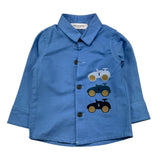 TRUSSARDI camicia manica lunga tinta unita con stampe in contrasto Azzurro per Neonato TIA25119CA AZZURRO TRUSSARDI