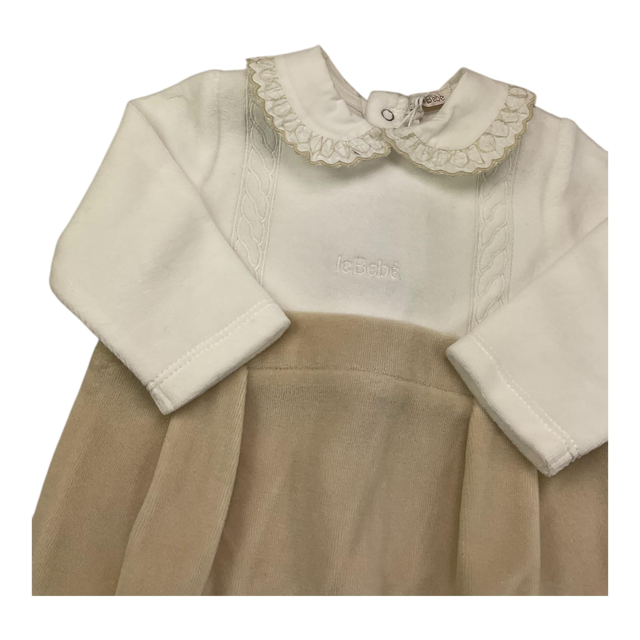 LE BEBE' tutina manica lunga bicolore in ciniglia Beige per Neonato LBB5097 BEIGE LE BEBE'