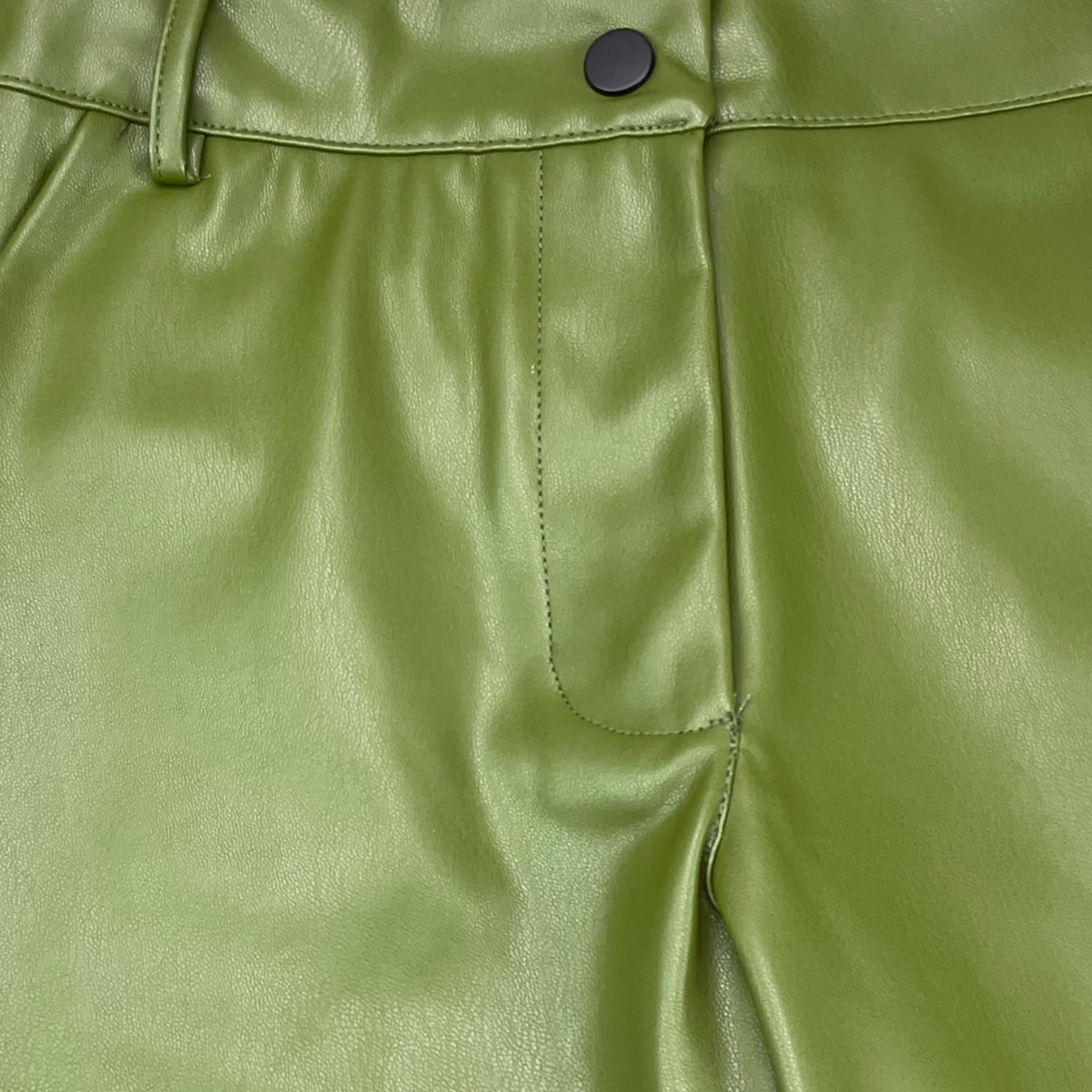 JANICE pantalone in ecopelle tinta unita con girovita regolabile Verde per Bambina JN598B VERDE JANICE