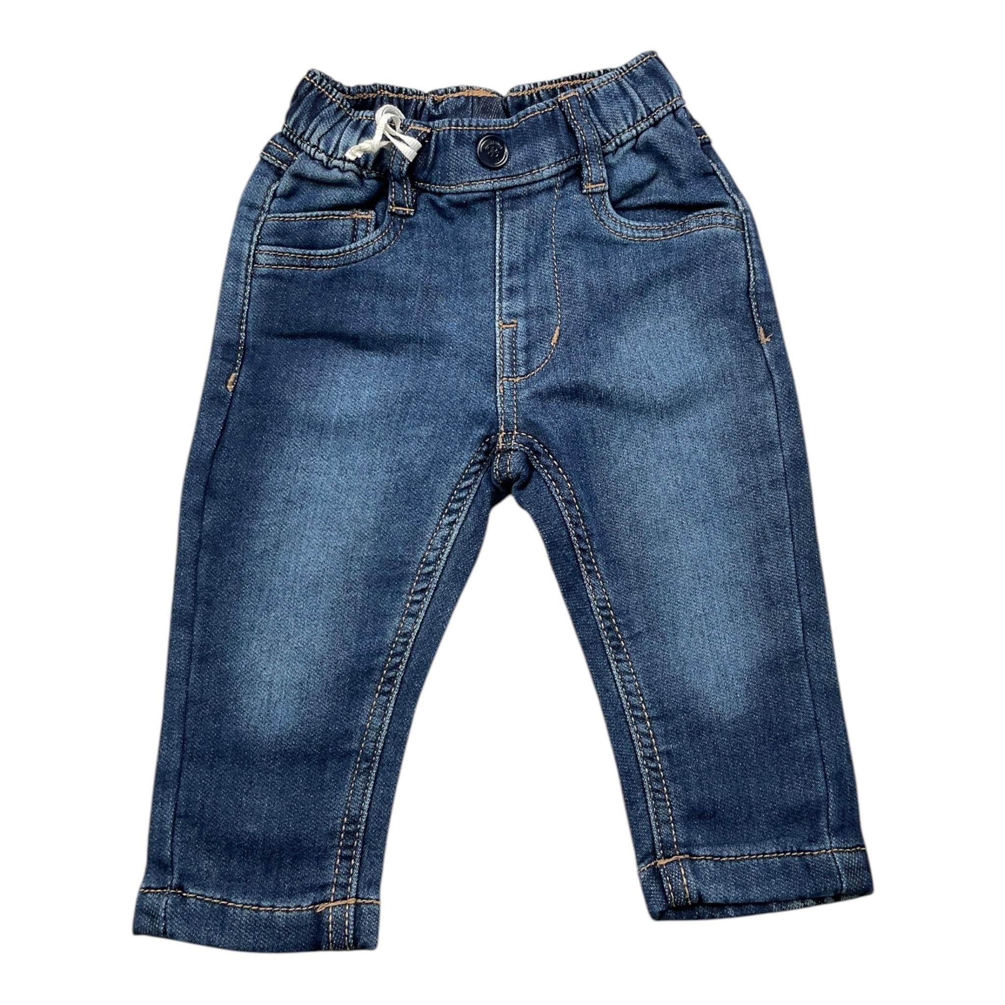 MINI BANDA jeans elasticizzato tinta unita con elastico in vita Blu per Neonato A624 BLU MINI BANDA