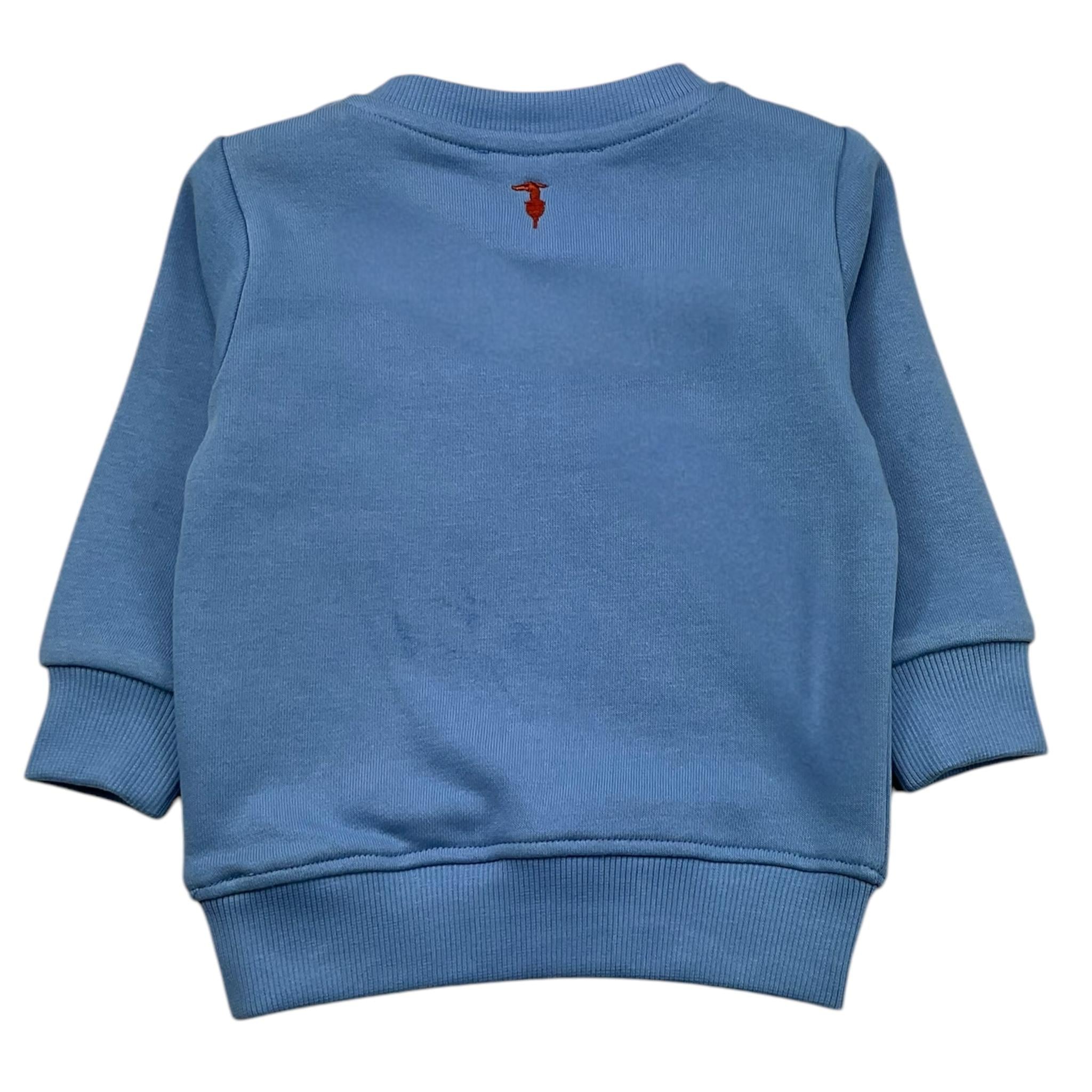 TRUSSARDI felpa chiusa girocollo tinta unita con stampa Azzurro per Neonato TIA25092FE AZZURRO TRUSSARDI