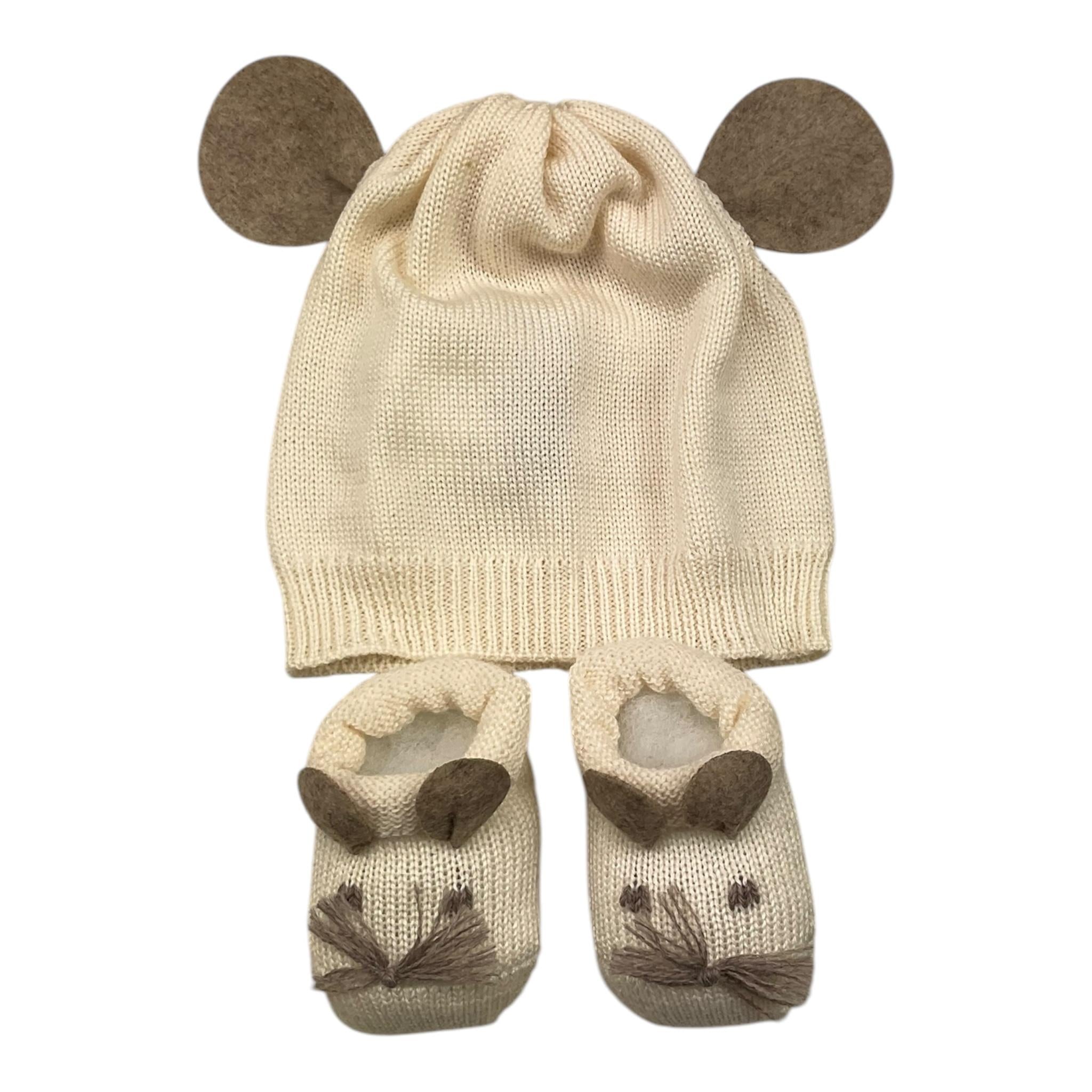 STORY LORIS set babbucce cappello tinta unita Panna per Neonato 21056 PANNA STORY LORIS