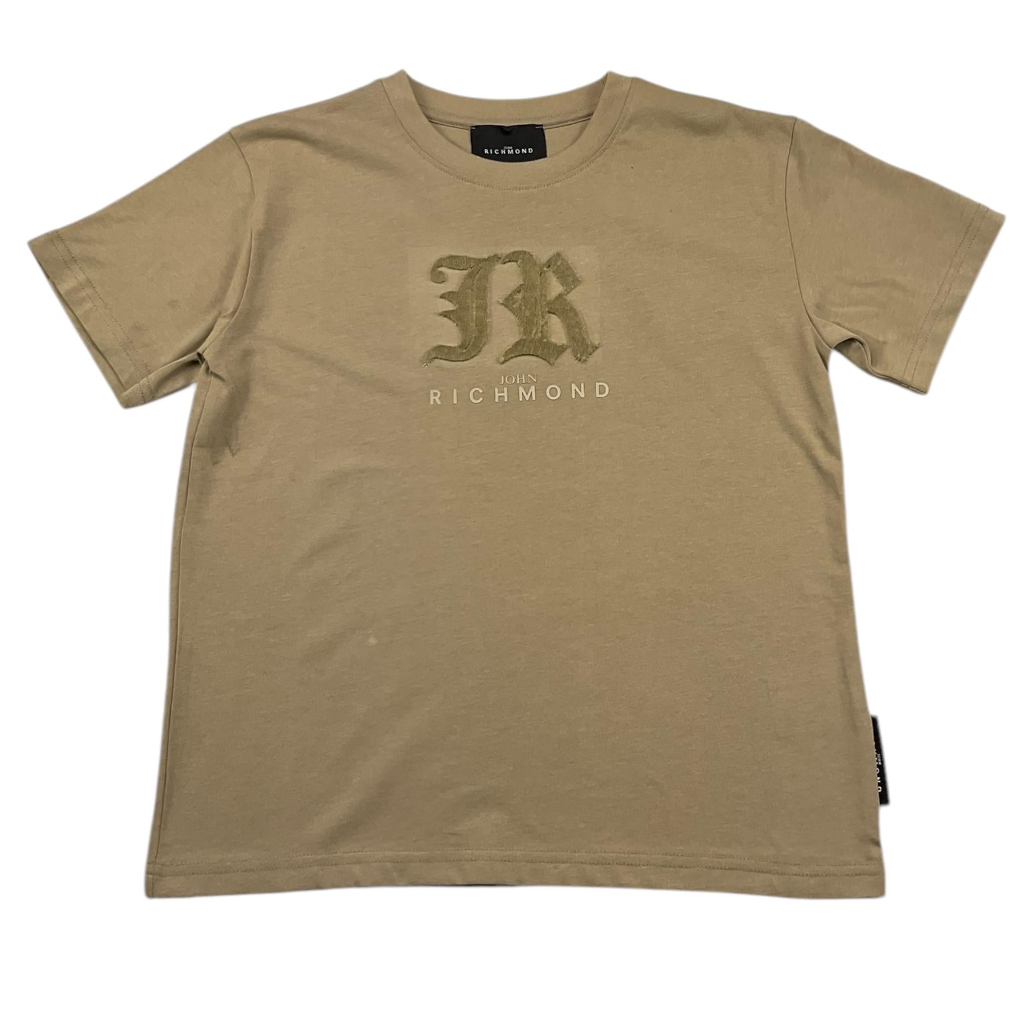 JOHN RICHMOND t-shirt girocollo tinta unita con stampa in contrast Beige per Bambino RBA25008TS BEIGE JOHN RICHMOND