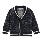 EMPORIO ARMANI cardigan tinta unita con profili in contrasto Blu per Neonato 6DHM62 BLU EMPORIO ARMANI