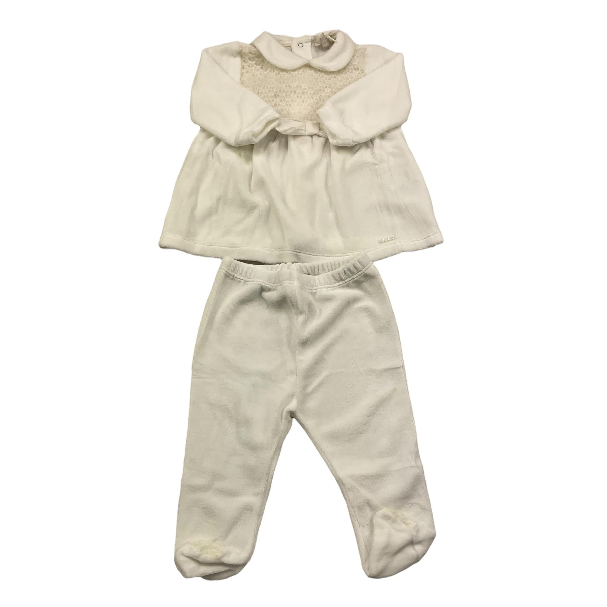 LALALU' completo 2 pezzi maglia-ghettina in ciniglia Panna per Neonato CPL6L PANNA LALALU'