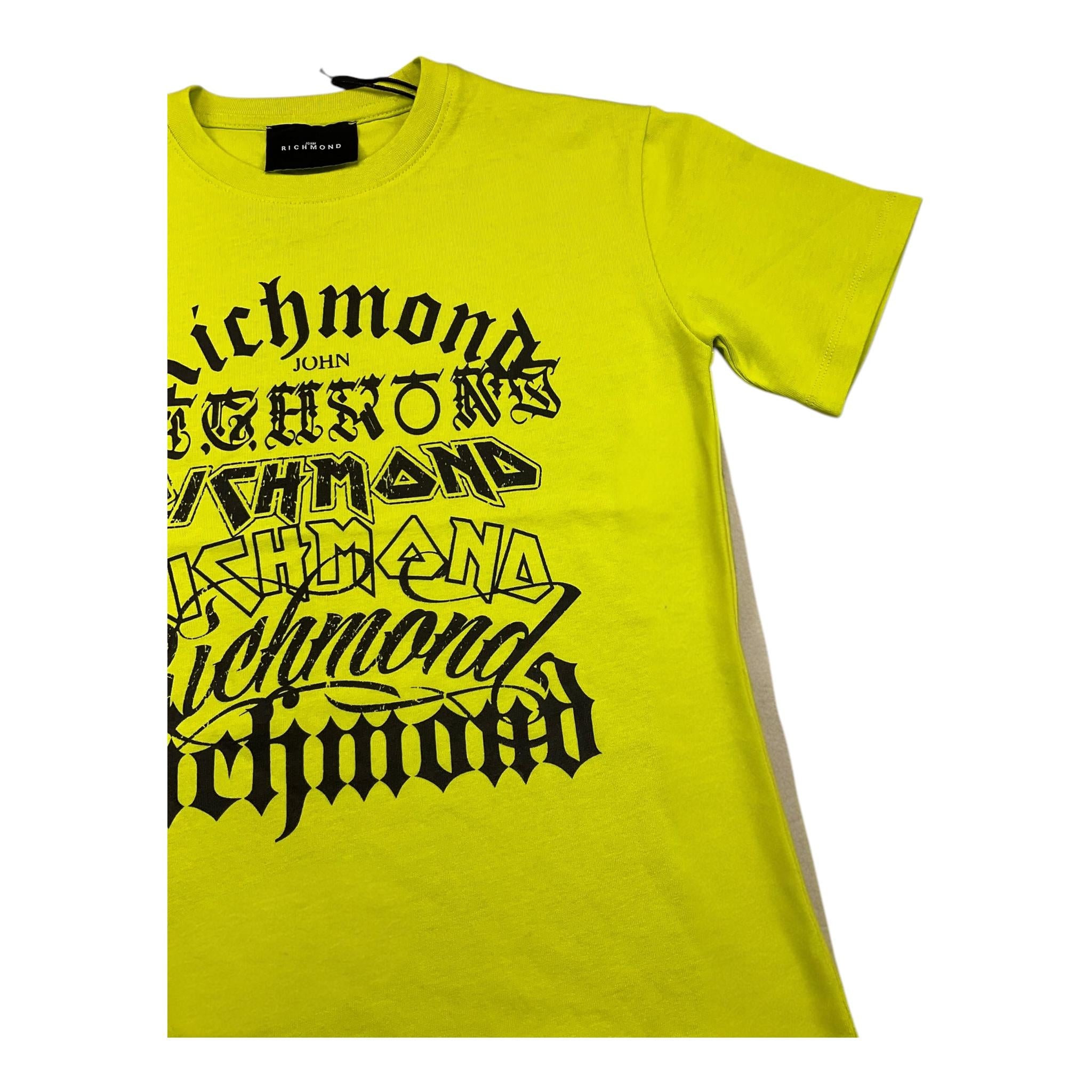 JOHN RICHMOND t-shirt girocollo tinta unita con stampa Verde acido per Bambino RBA25202TS VERDE ACIDO JOHN RICHMOND