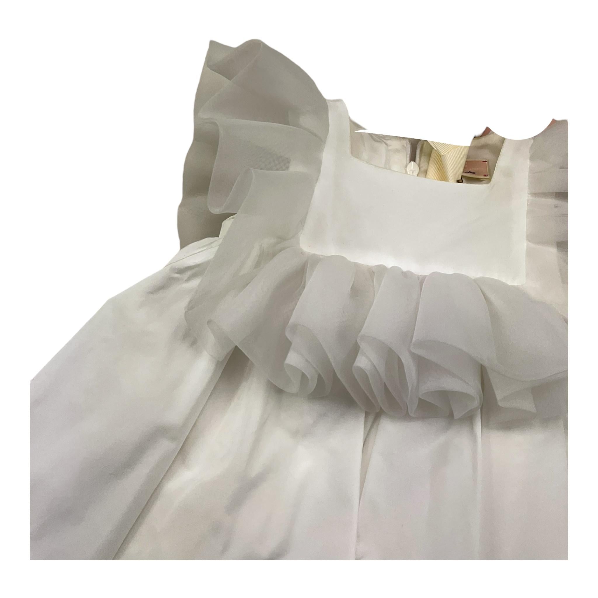ELISABETTA FRANCHI abito giromanica tinta unita con tulle Bianco per Neonata EGAB165N BIANCO ELISABETTA FRANCHI