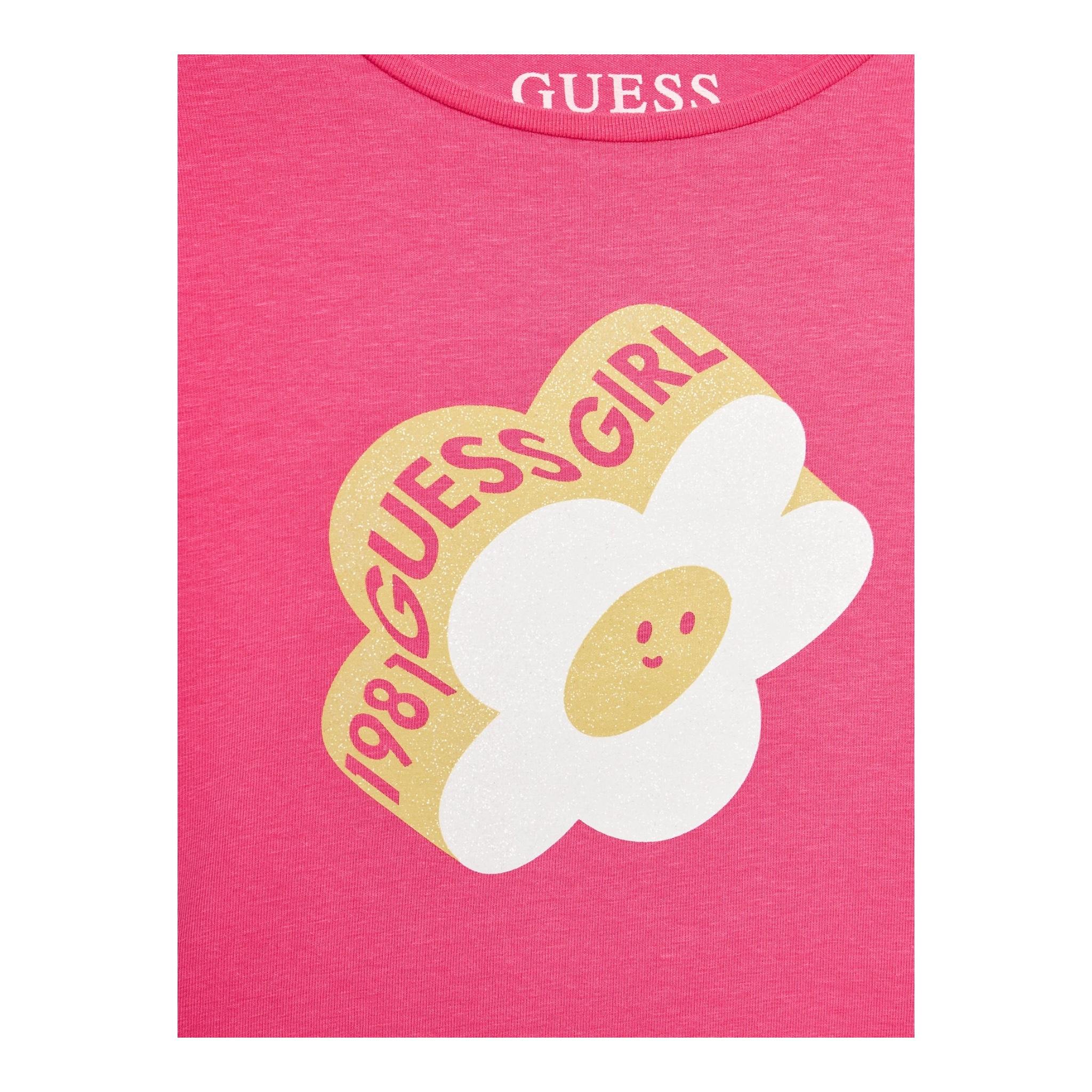 GUESS shirt girocollo tinta unita ocn logo Rosa per Neonata K4YI02K6YW4 ROSA GUESS