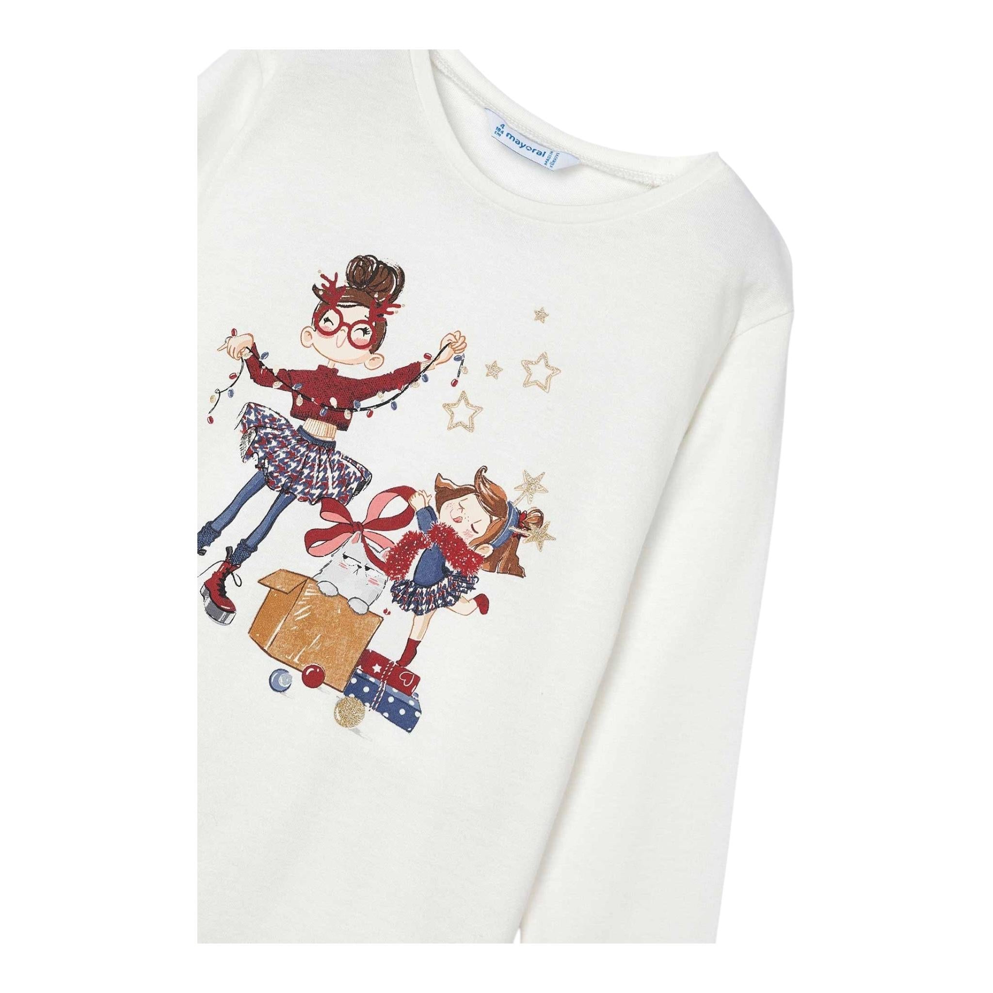 MAYORAL shirt girocollo tnta unita con stampa Bianco per Bambina 4072X BIANCO MAYORAL