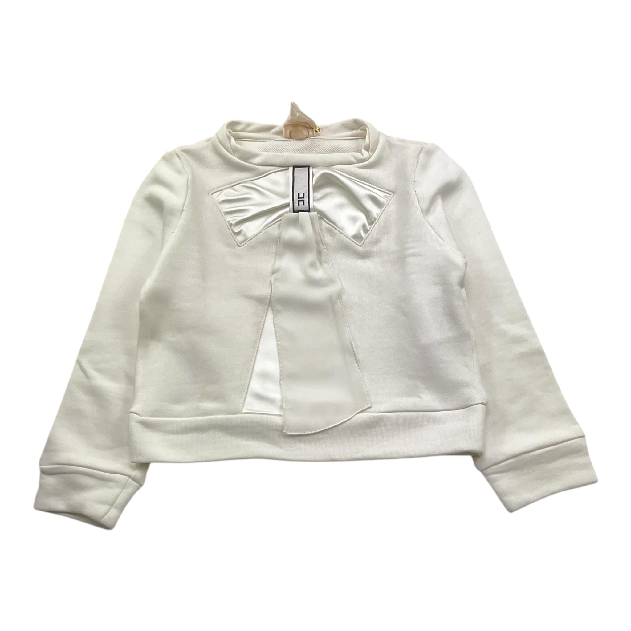 ELISABETTA FRANCHI felpa girocollo tinta unita con applicazione fiocco Bianco per Bambina EFFE71 BIANCO ELISABETTA FRANCHI