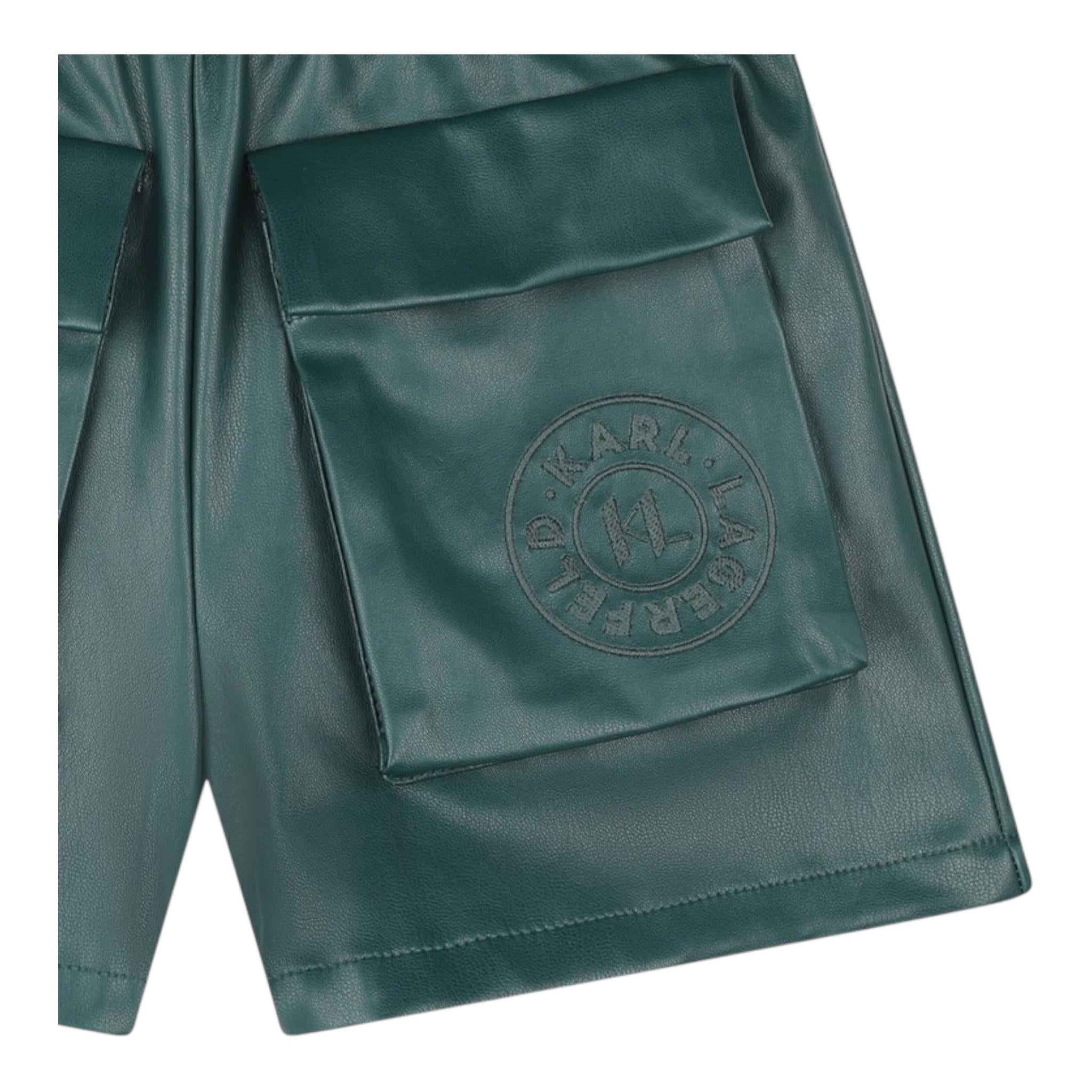 KARL LAGERFELD short tinta unita in ecopelle Verde per Neonata Z30197N VERDE KARL LAGERFELD