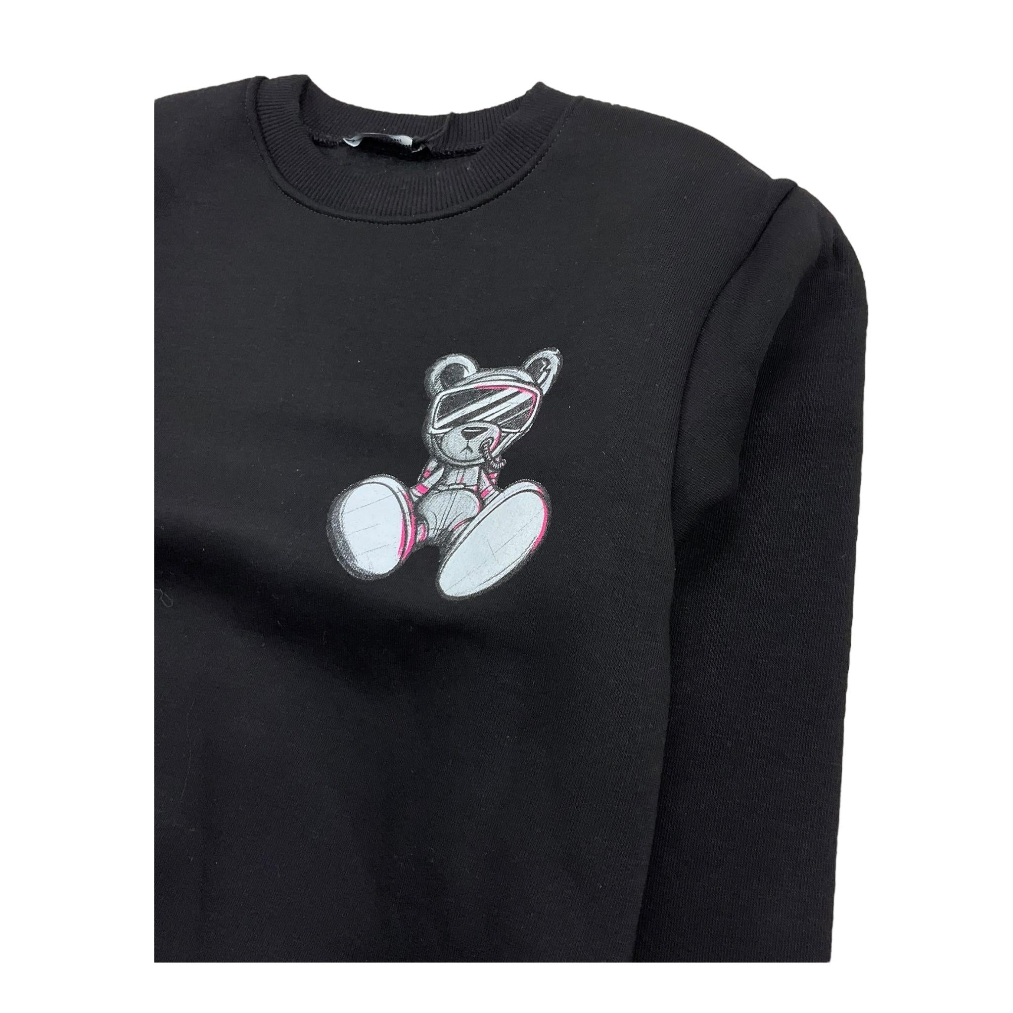 BRAND NAME felpa chiusa girocollo tinta unita con stampa Nero per Bambino BN242S NERO BRAND NAME