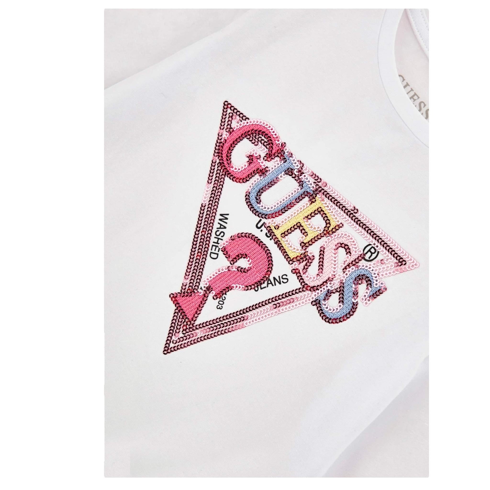 GUESS shirt girocollo tinta unita con stampa Bianco per Neonata K4YI11K6YW4X BIANCO GUESS