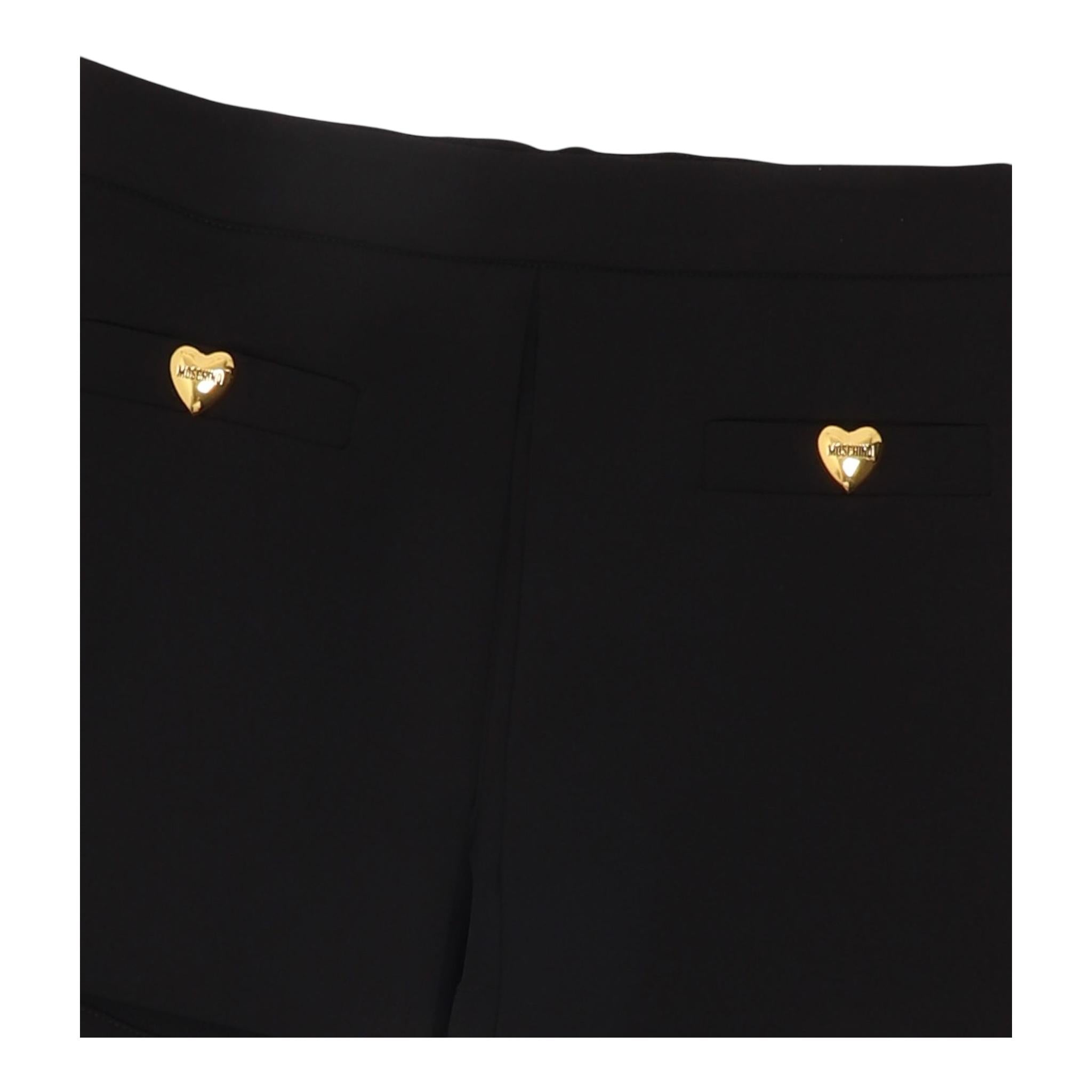 MOSCHINO short tinta unita con bottoni in contrasto Nero per Bambina HDQ01I NERO MOSCHINO