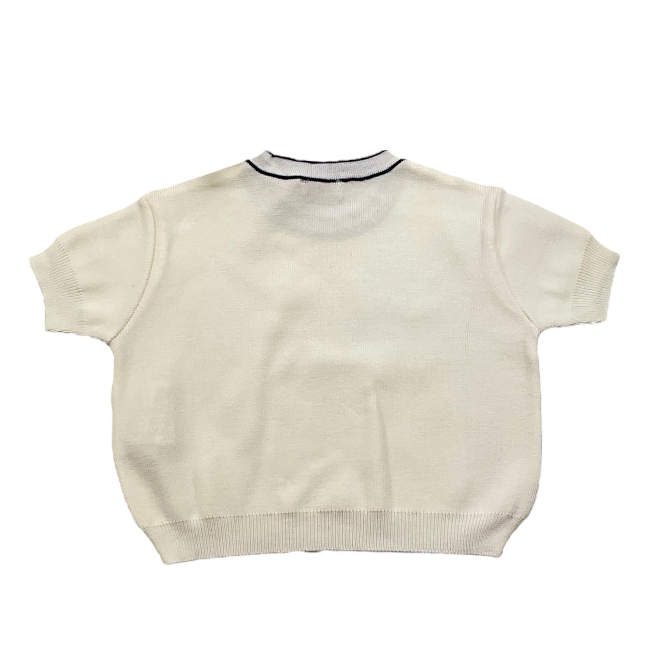 ELISABETTA FRANCHI t-shirt in maglia tinta unita cn collo logato Panna per Bambina EGMA025X PANNA ELISABETTA FRANCHI