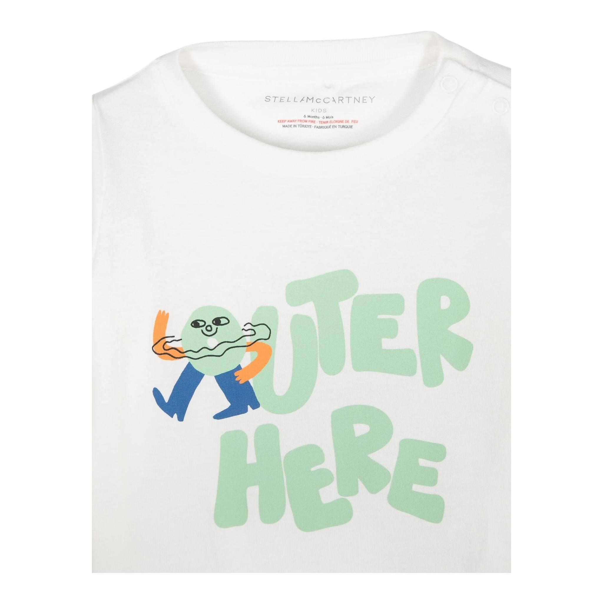 STELLA McCARTNEY shirt girocollo tinta unita con stampa in contrasto Bianco per Neonato TV8510 BIANCO STELLA McCARTNEY