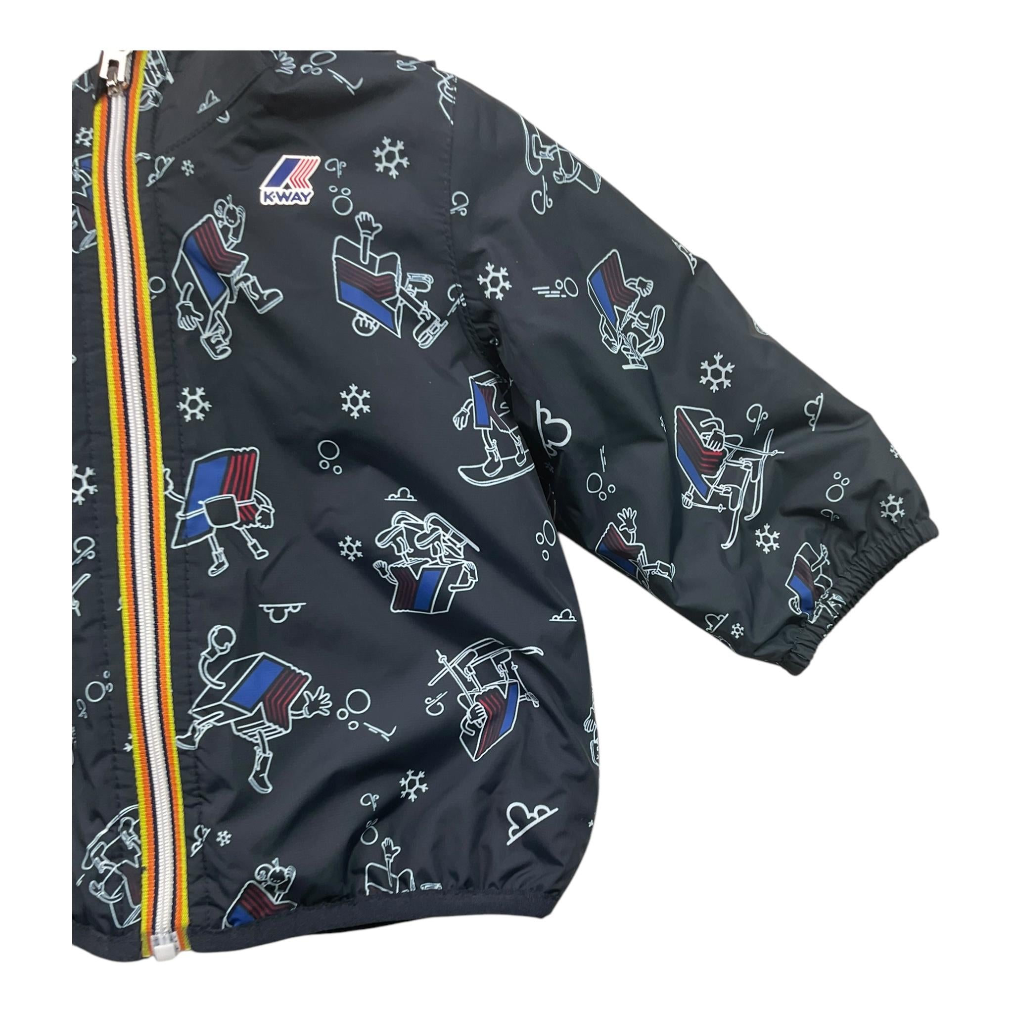 K-WAY giubbino tinta unita con zip cappuccio e fantasia Blu per Neonato K41467W BLU K-WAY