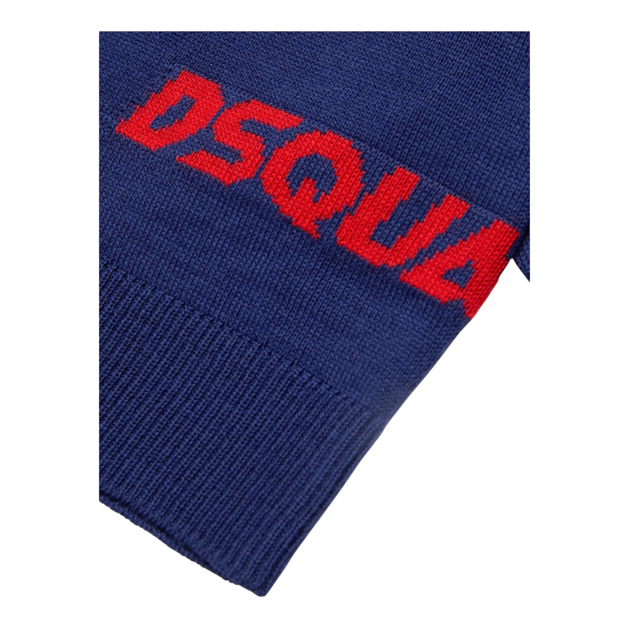 DSQUARED2 maglia girocollo tinta unita con ricamo logo Blu per Bambino DQ2488J BLU DSQUARED2
