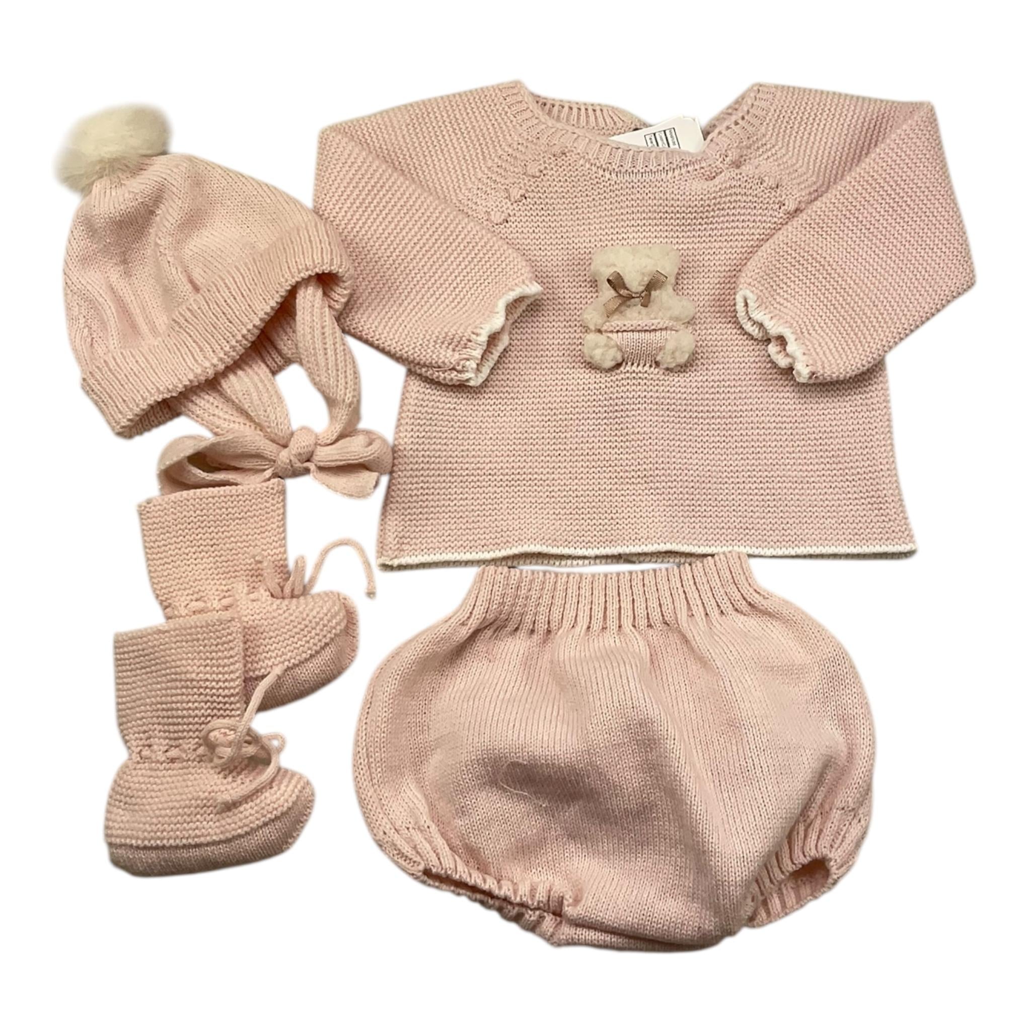 MAC ILUSIO'N completi 4 pezzi maglia-culotte-cappello-babbucce tinta unita Rosa per Neonata 9428 ROSA MAC ILUSIO'N
