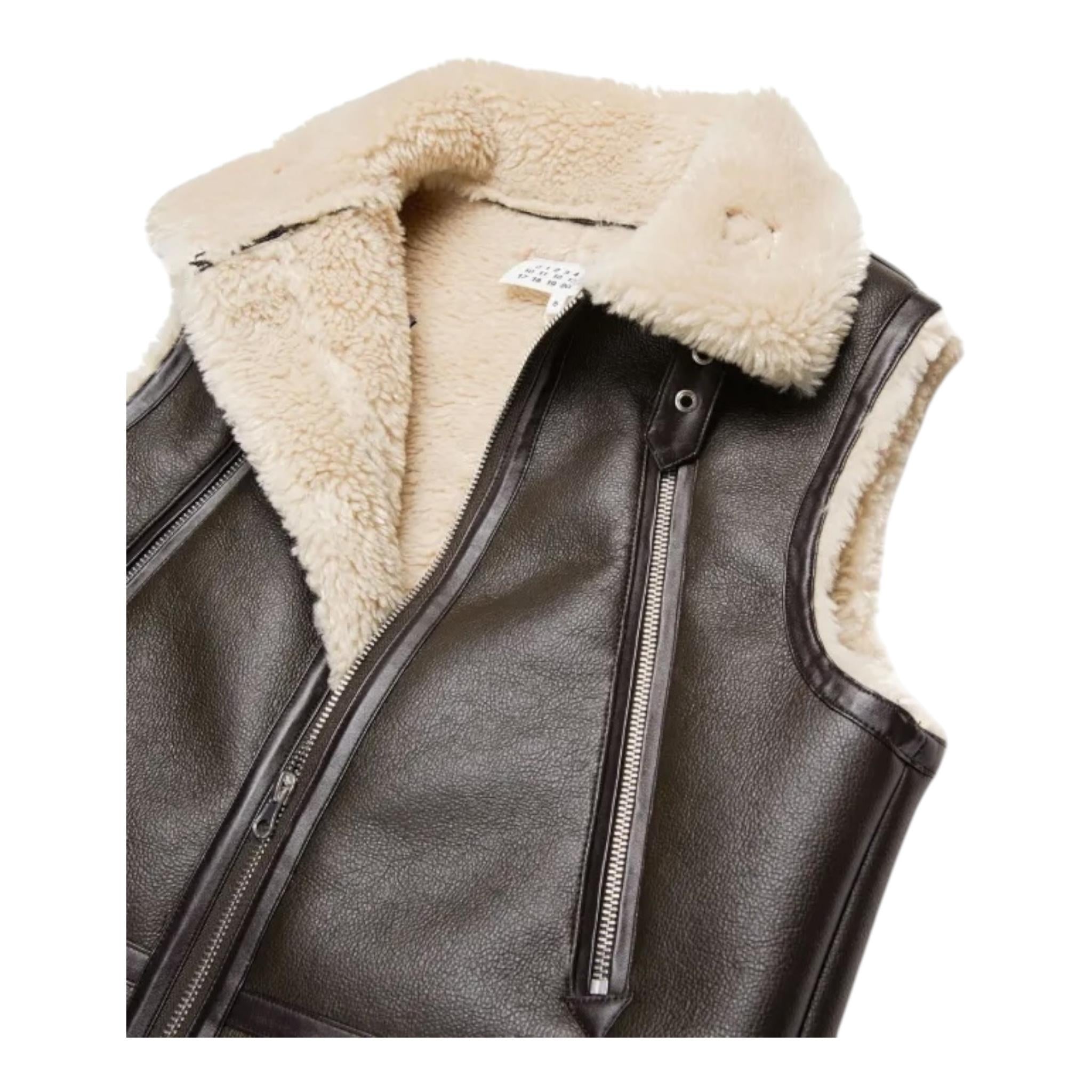 MAISON MARGIELA giubbino smanicato con pelliccia in ecopelle Marrone per Bambino M60634 MARRONE MAISON MARGIELA