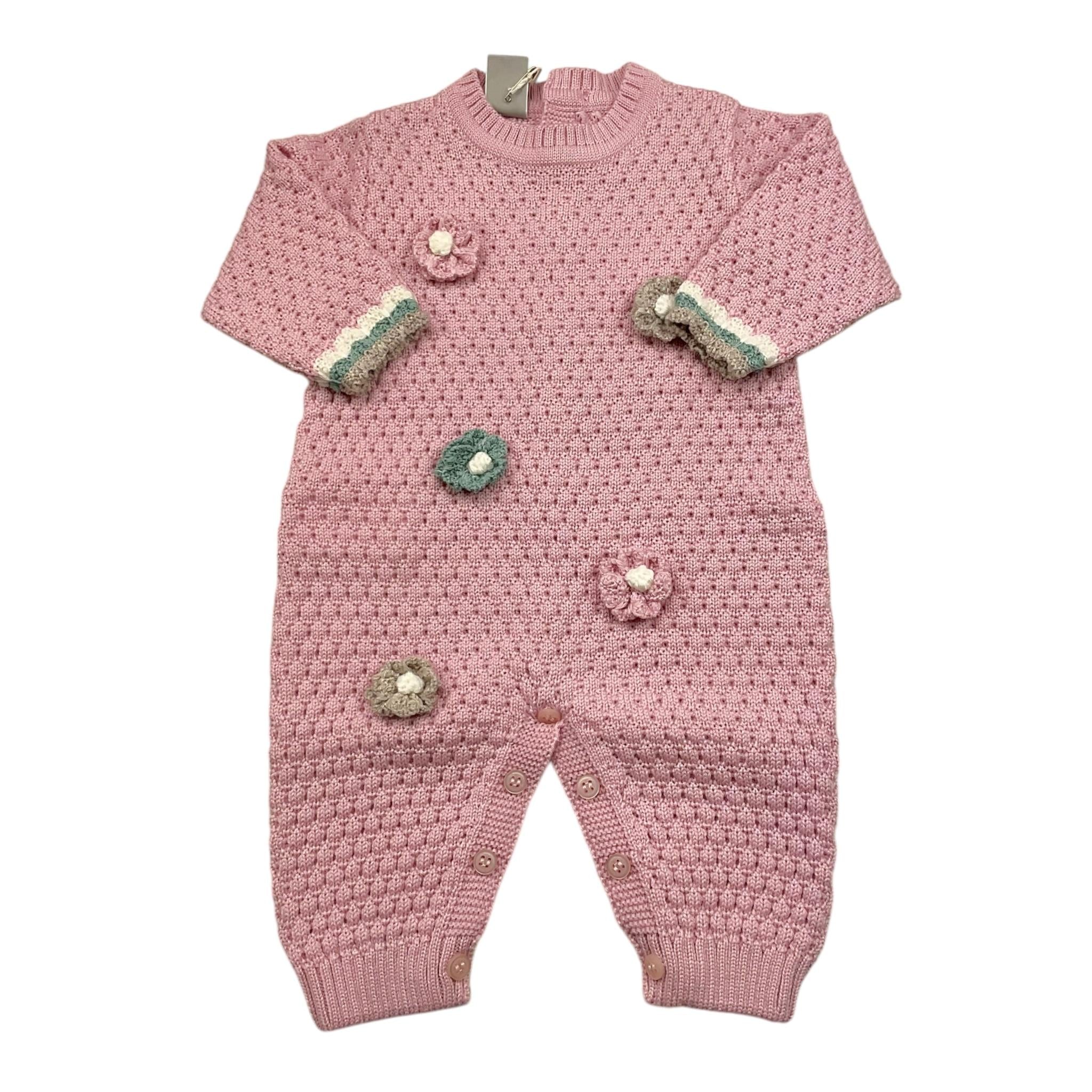 MARLU' tutina tinta unita con applicazini Rosa per Neonata IB1310 ROSA MARLU'