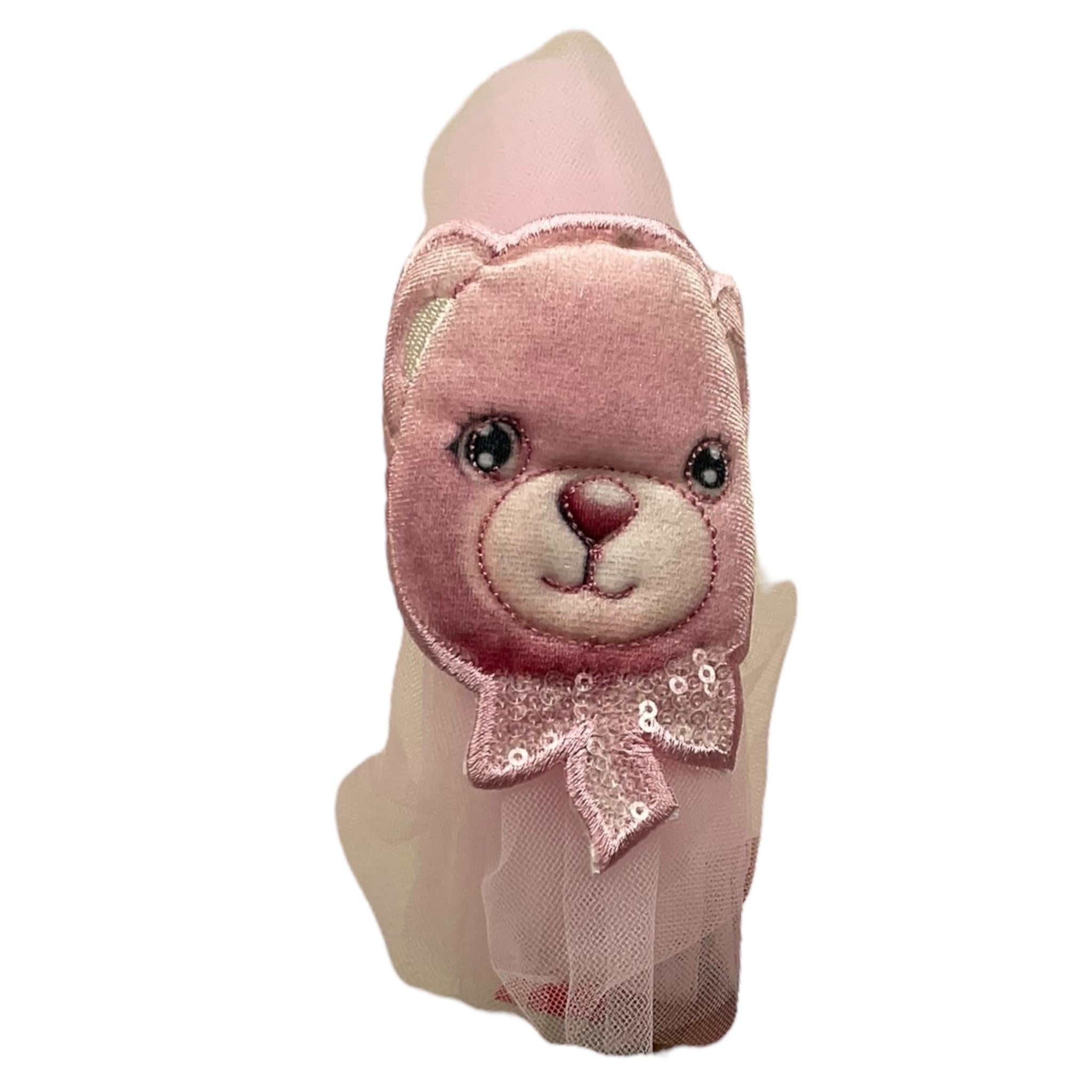 DAGA COLLECTION cerchietto tinta unita con applicazioni orso Rosa per Bambina A24101 ROSA DAGA COLLECTION