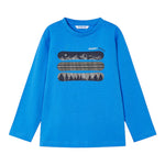 MAYORAL shirt girocollo tinta unita con stampa in contrasto Blu per Bambino 4055J BLU MAYORAL