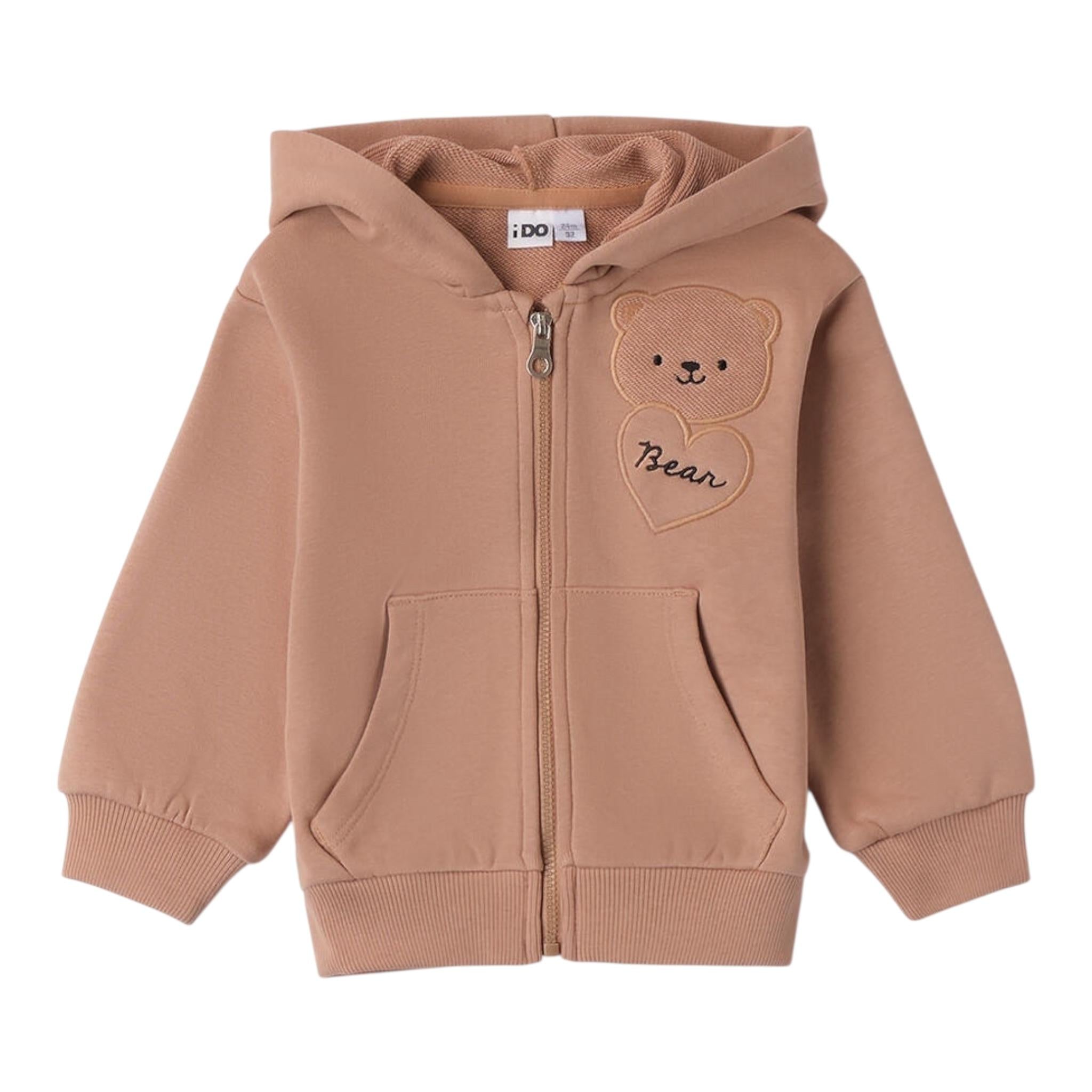 I DO felpa con zip e cappuccio tinta unita Beige per Bambino 4A588 BEIGE I DO