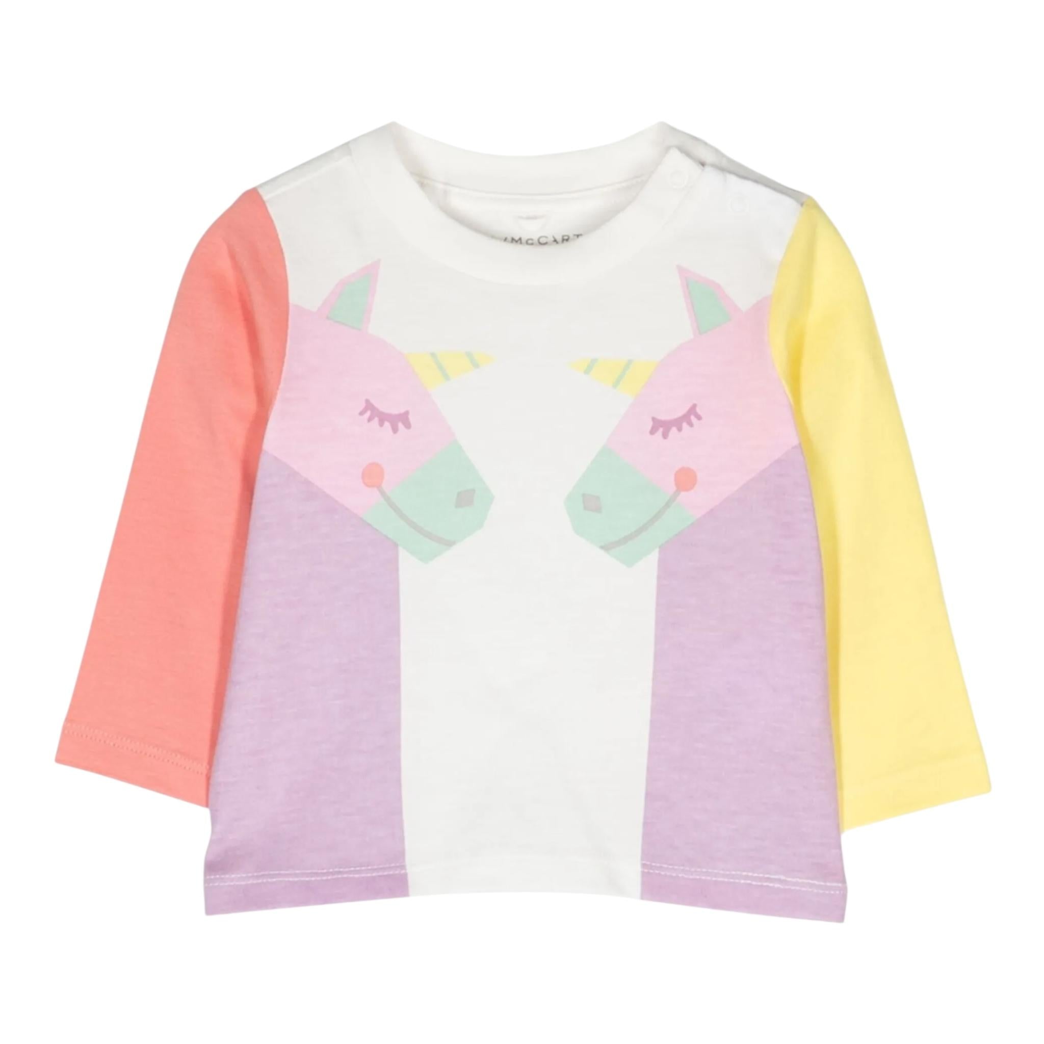 STELLA McCARTNEY shirt girocollo tinta unita con stampa in contrasto Bianco per Bambina TT8A80 BIANCO STELLA McCARTNEY