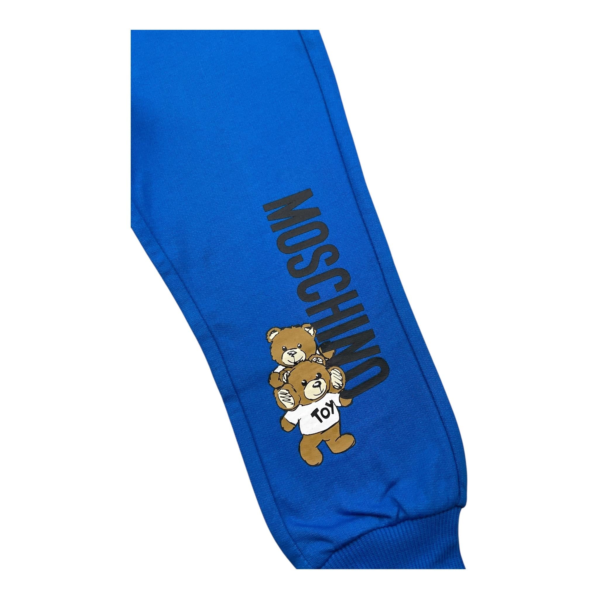 MOSCHINO pantalone tuta tinta unita con stampa in contrasto Blu per Neonato MUP056X BLU MOSCHINO