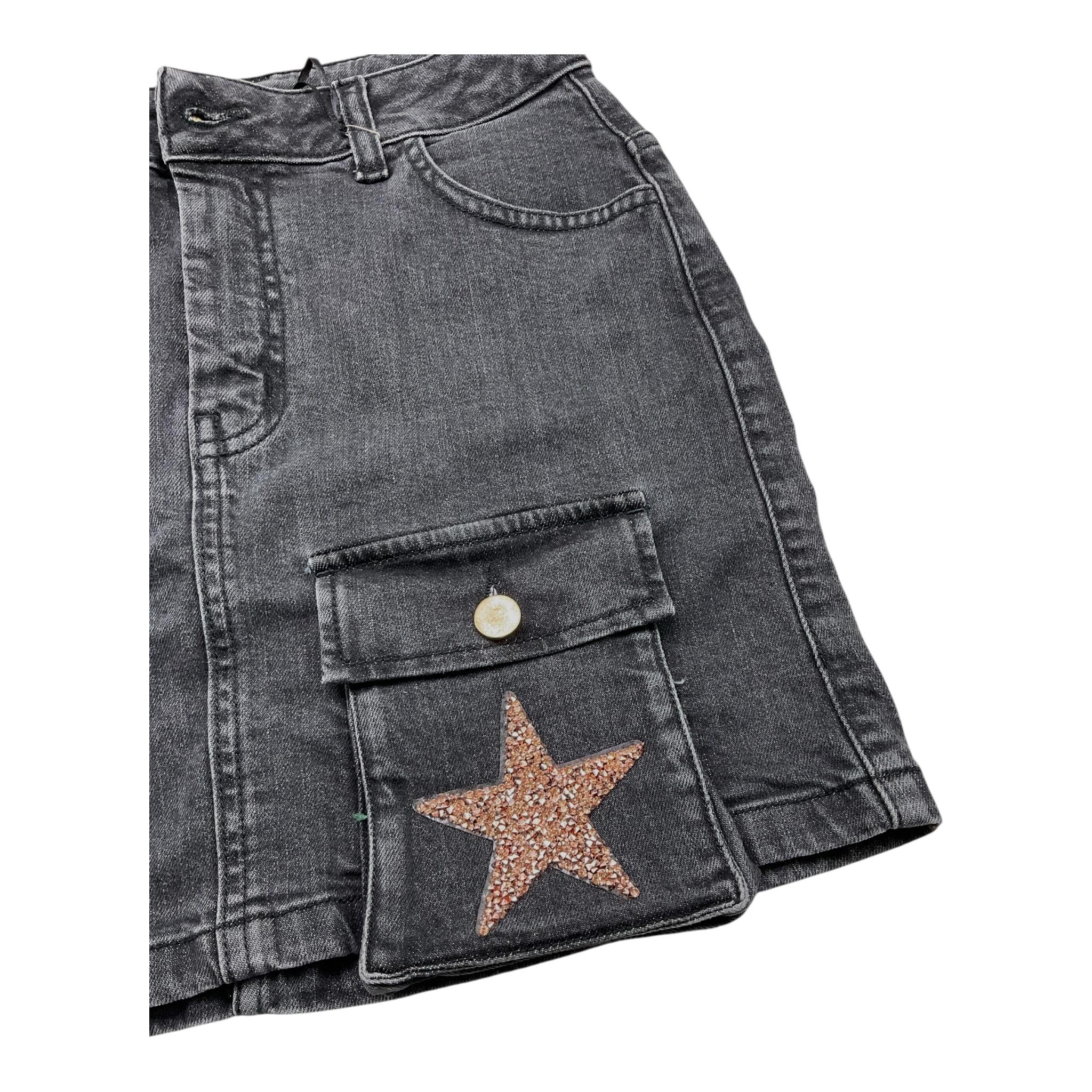 MARC ELLIS gonne in denim tinta unita con tasconi Nero per Bambina JMJSK00282 NERO MARC ELLIS