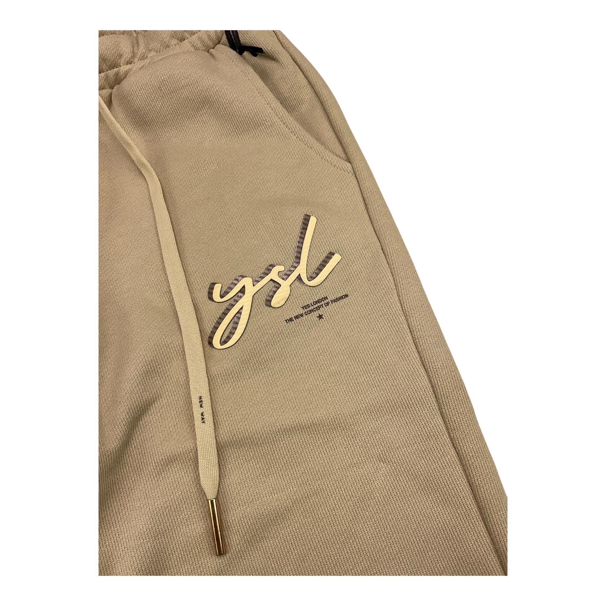 YES LONDON pantalone tuta tinta unita con logo Beige per Bambino JR3070 BEIGE YES LONDON