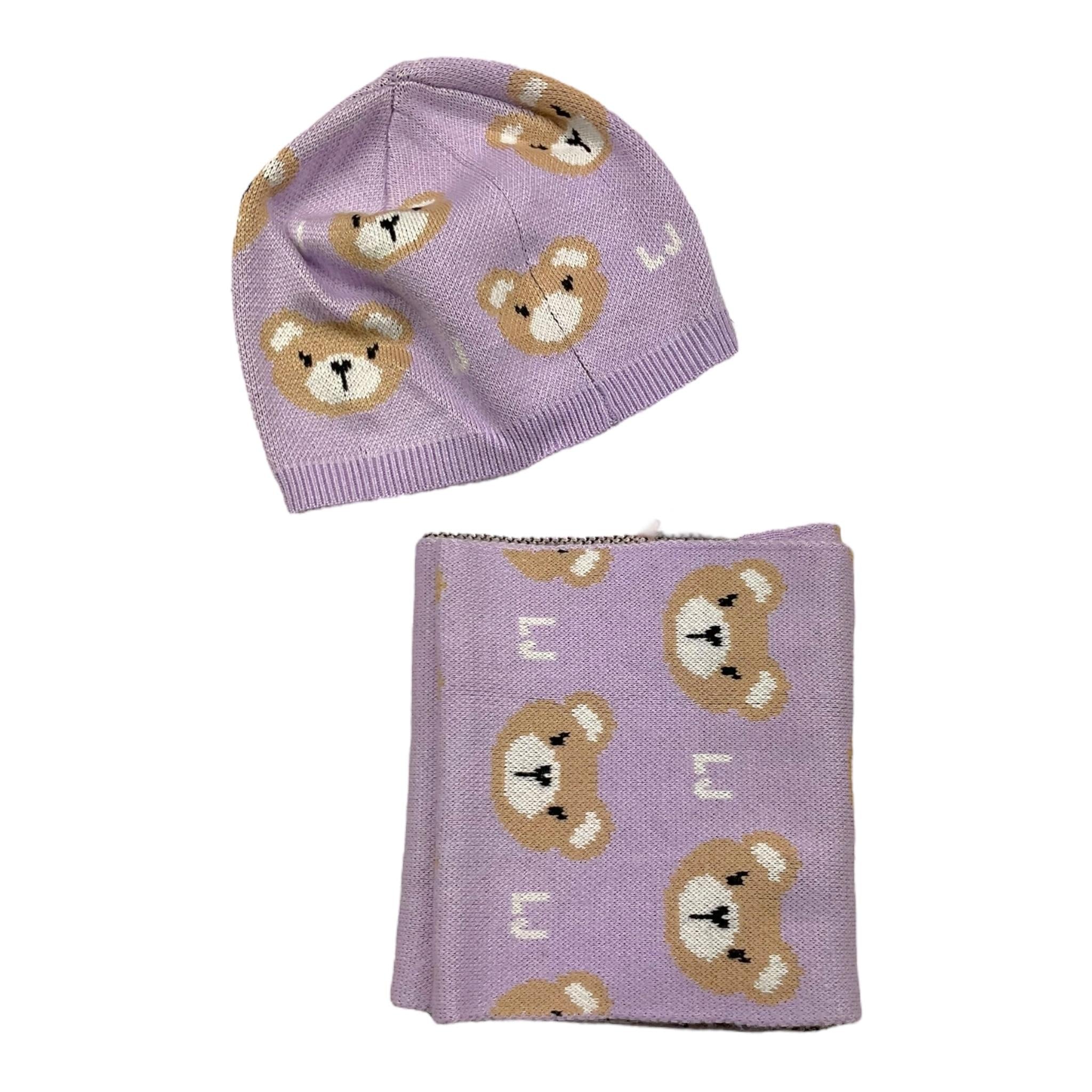 LIU JO set cappello sciarpa tinta unita con orsi Lilla per Bambina HF4053JX LILLA LIU JO